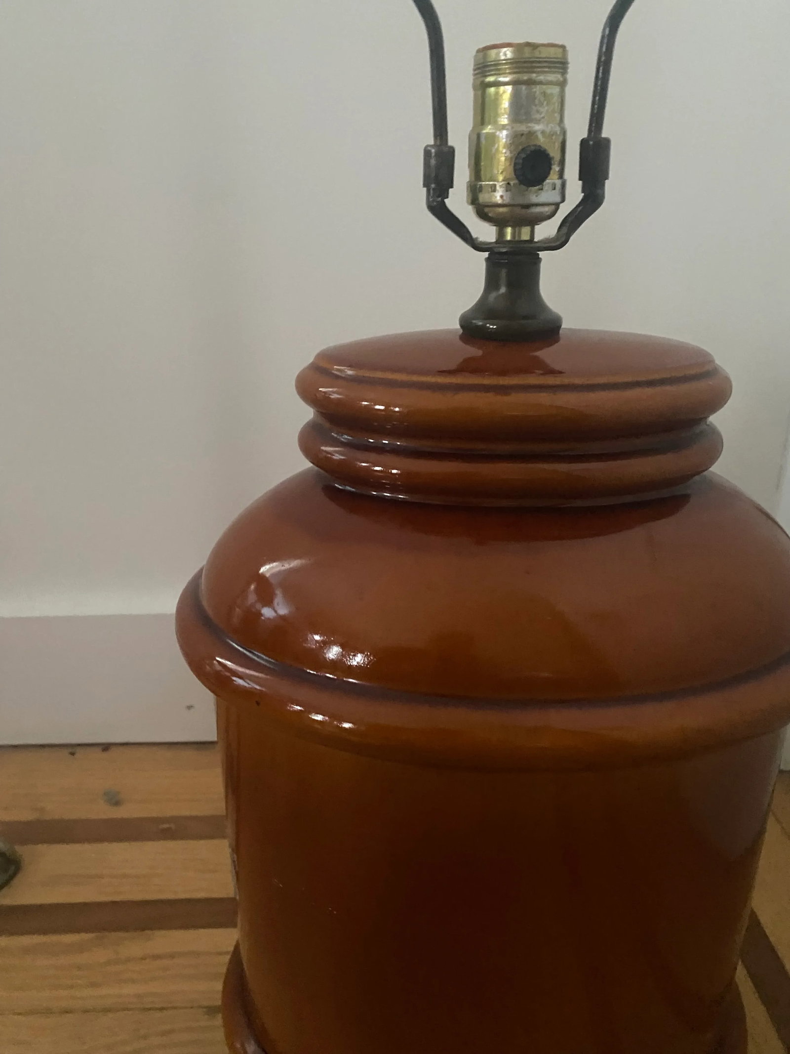 1970s Boho Chic Burnt Orange Oval Table Lamp - 3