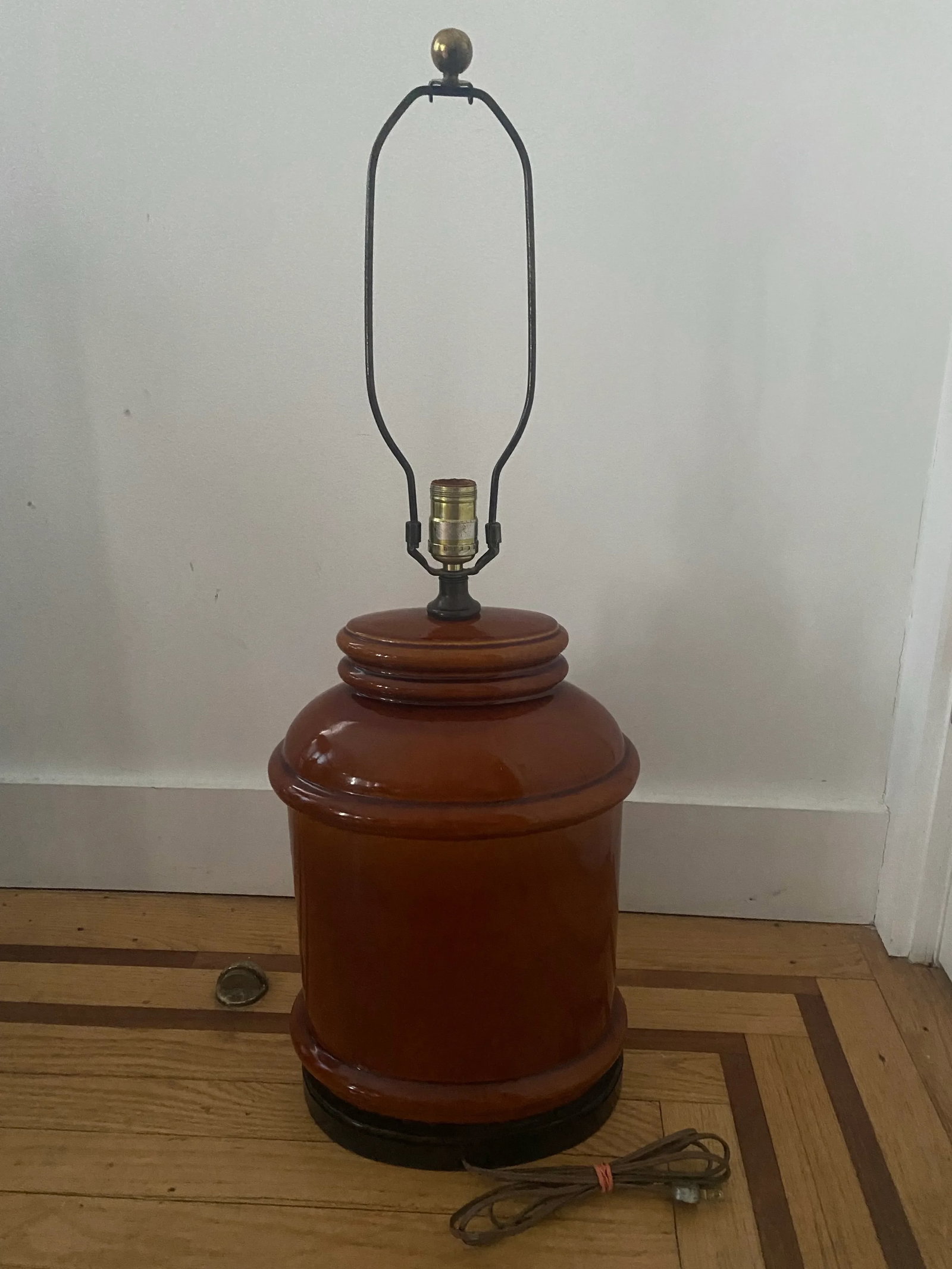 1970s Boho Chic Burnt Orange Oval Table Lamp - 6