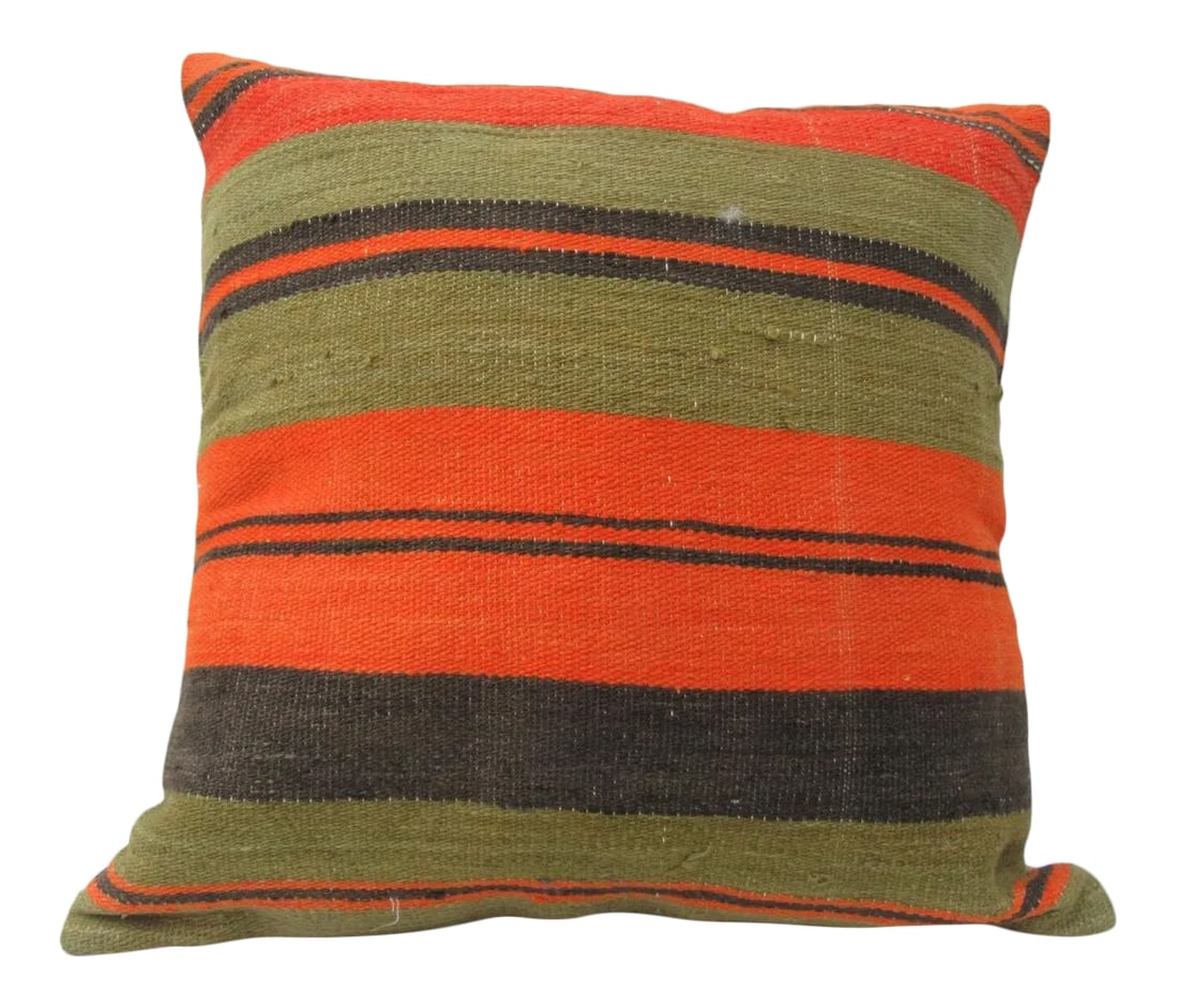 Handmade Turkish Kilim Pillow: This is a pillow cover made from a vintage kilim rug. The piece was properly washed and ready to use. Pillow inserts not included. Condition: Alterations: Original Condition Unaltered Imperfections: