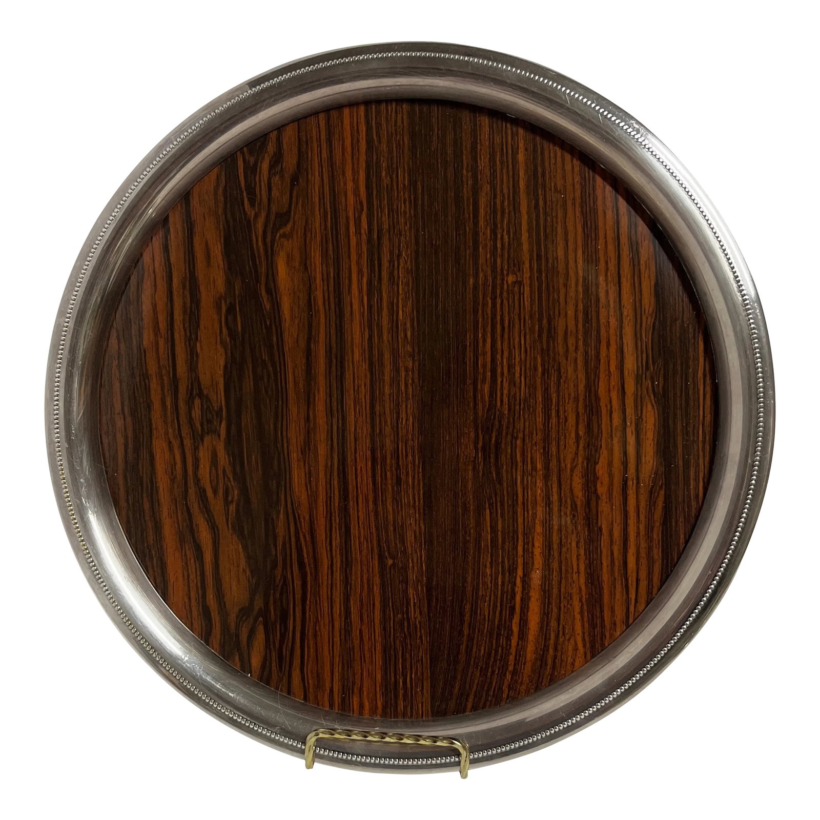Mid Century Formica and Silver Plated Bar Tray: Fabulous Mid Century Modern Bar Tray. Think Mad Men. Silver plated rim with wood grain Formica center. This is stamped on the back from The Sheffield Silver Company. Perfect for serving cocktails or d