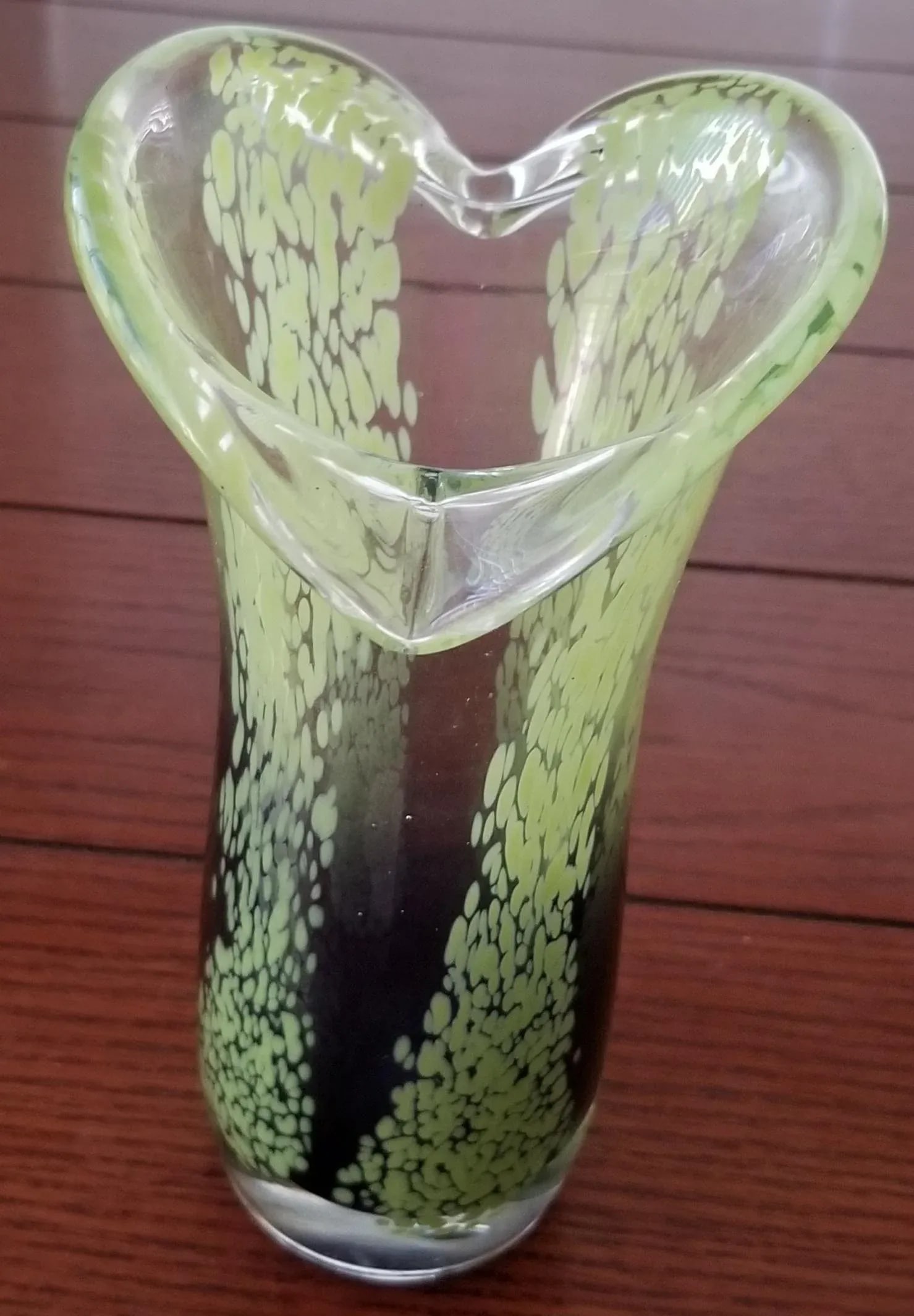 Vintage Green and Purple Art Glass Vase Teleflora - 2