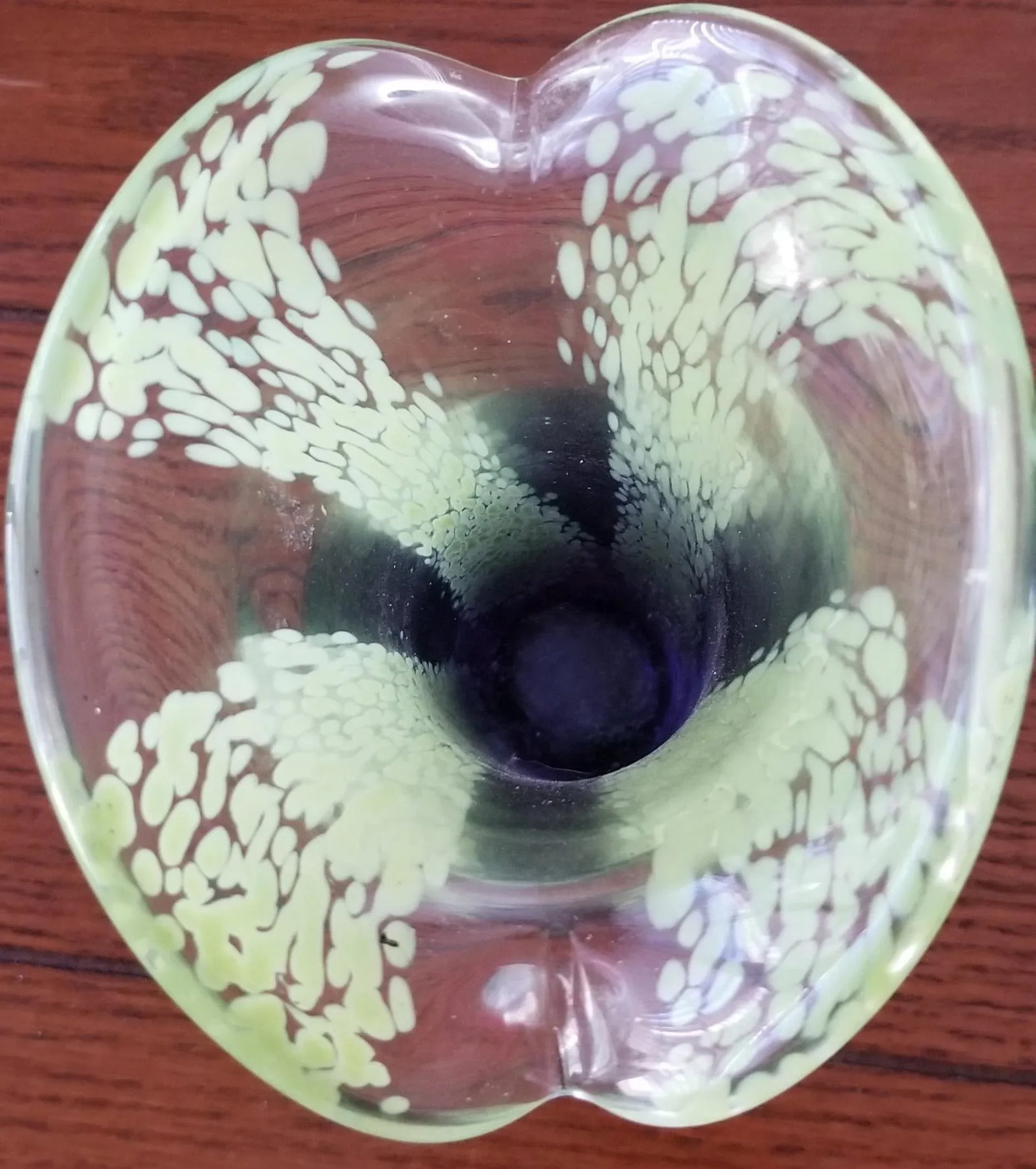 Vintage Green and Purple Art Glass Vase Teleflora - 5