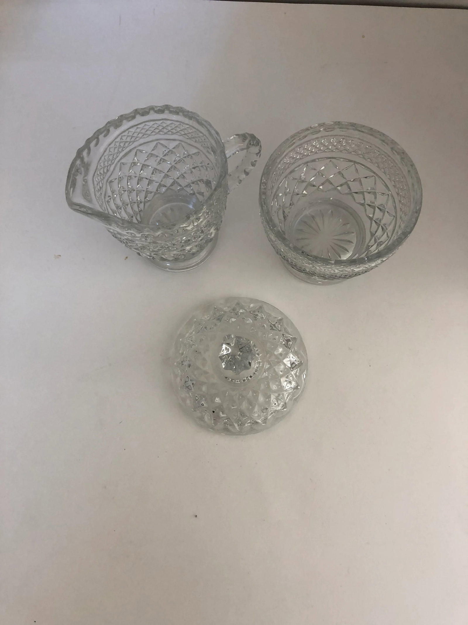 Vintage Clear Press Glass Sugar and Creamer Set - 3