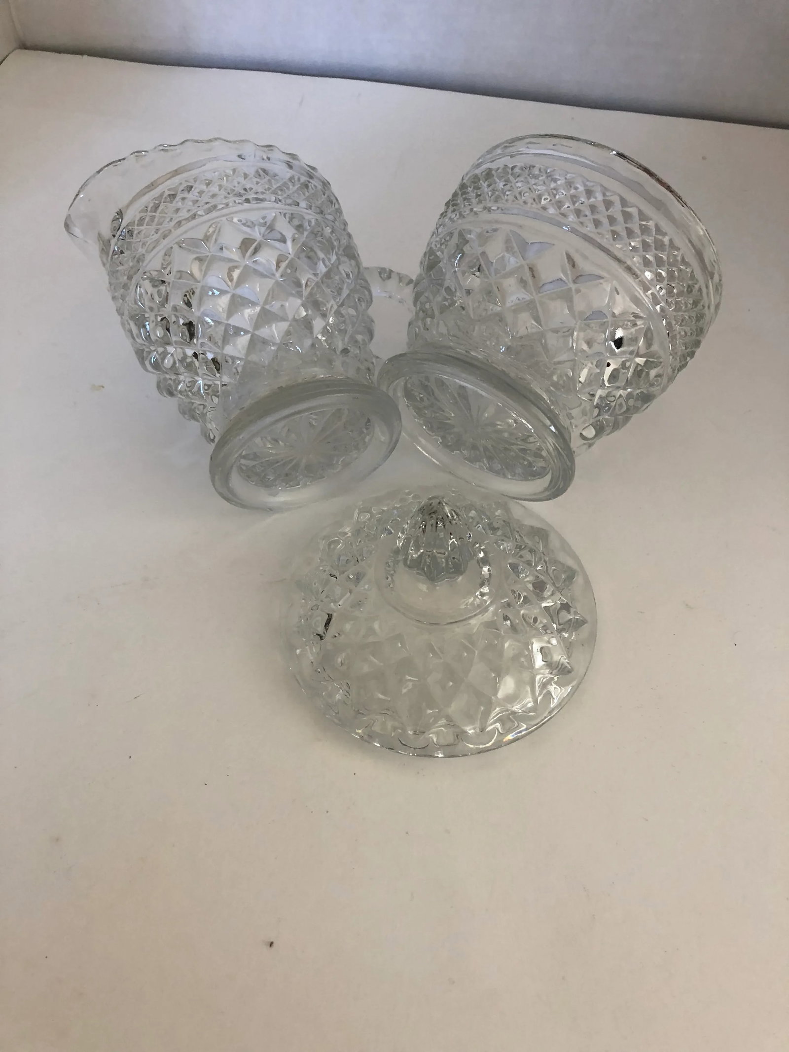 Vintage Clear Press Glass Sugar and Creamer Set - 4
