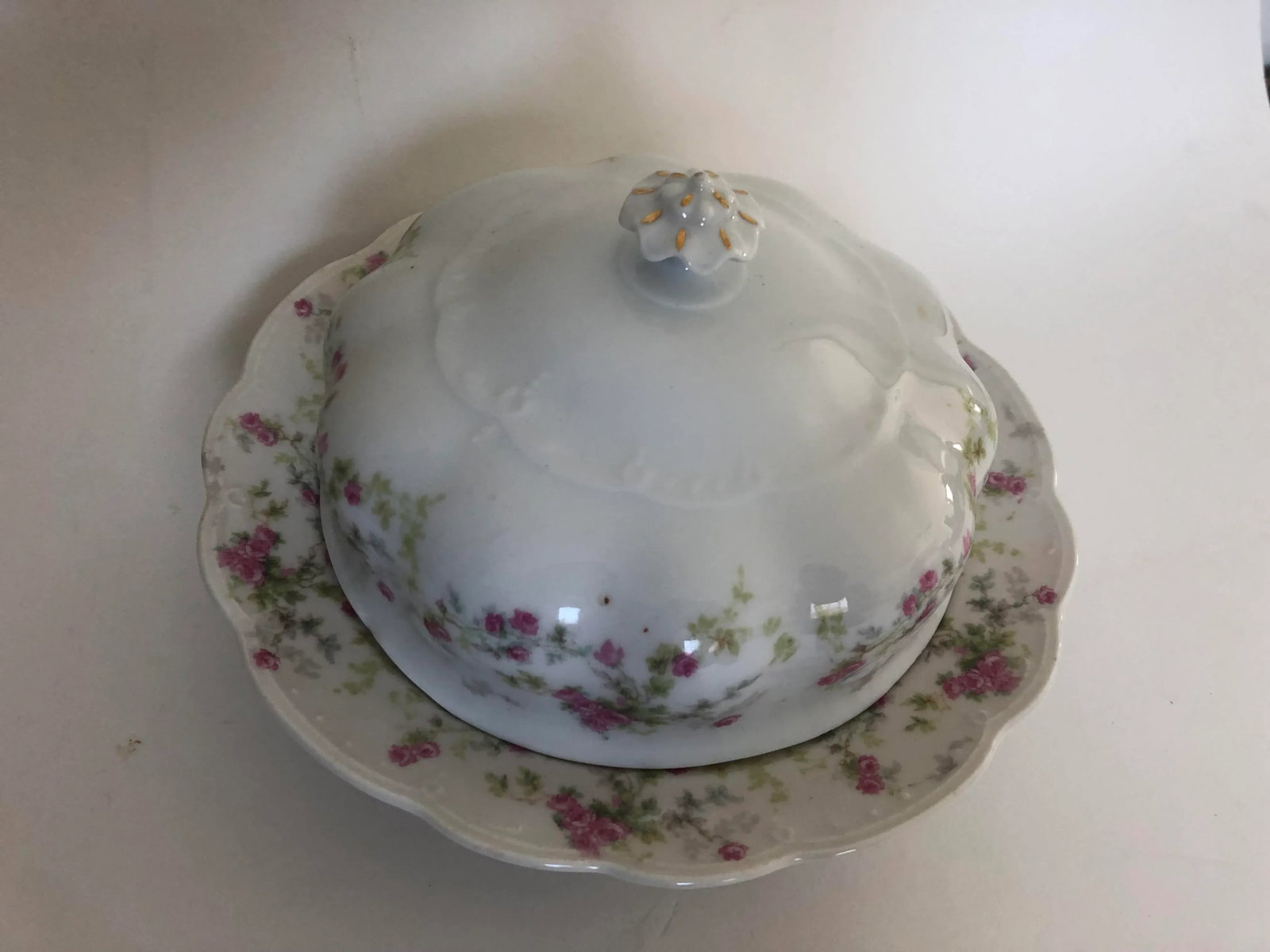 1900?s m.z. Austria Porcelain Lidded Butter Dish - 2
