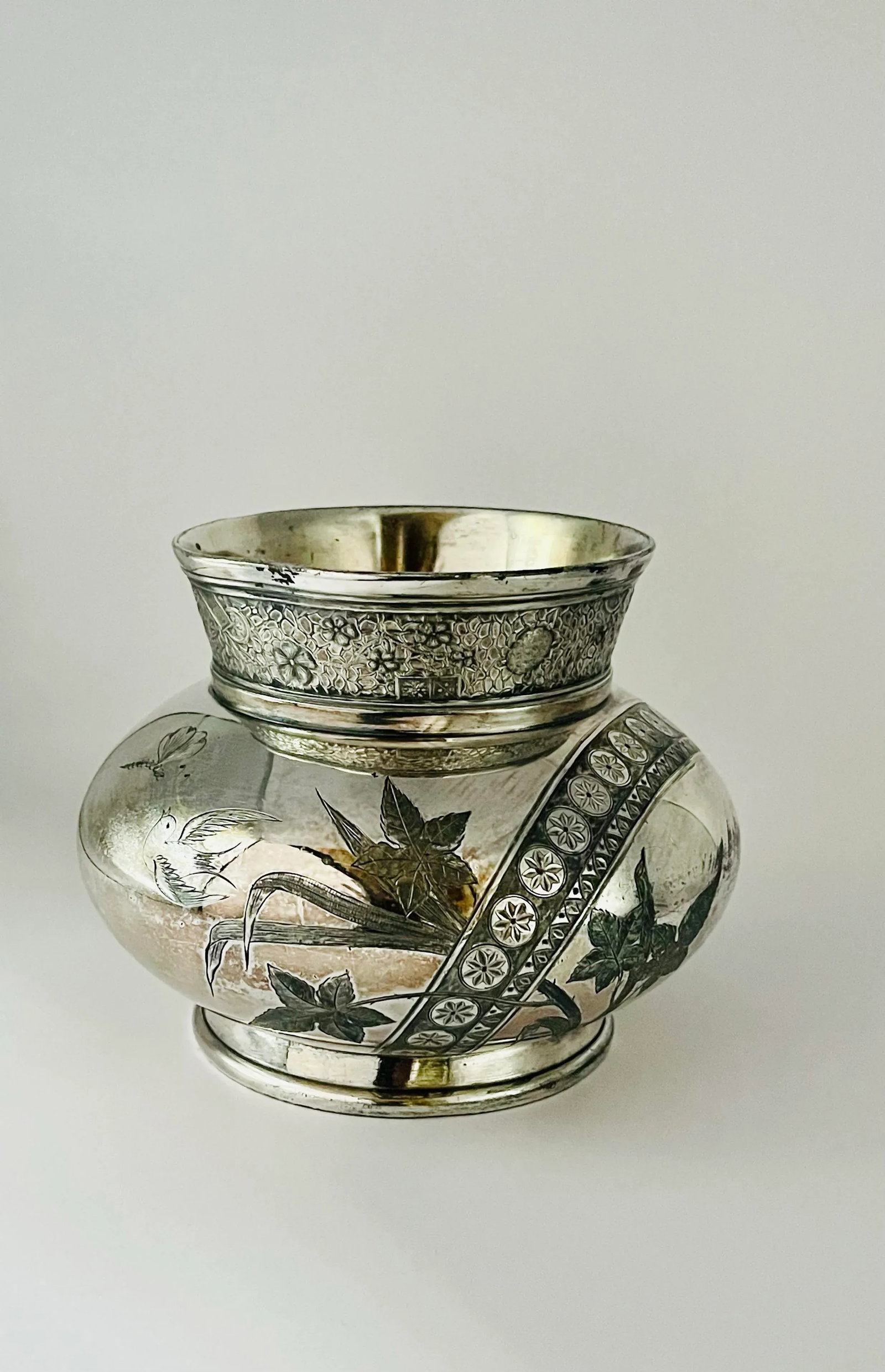 Vintage Silver-Plate Floral Jardiniere - 3