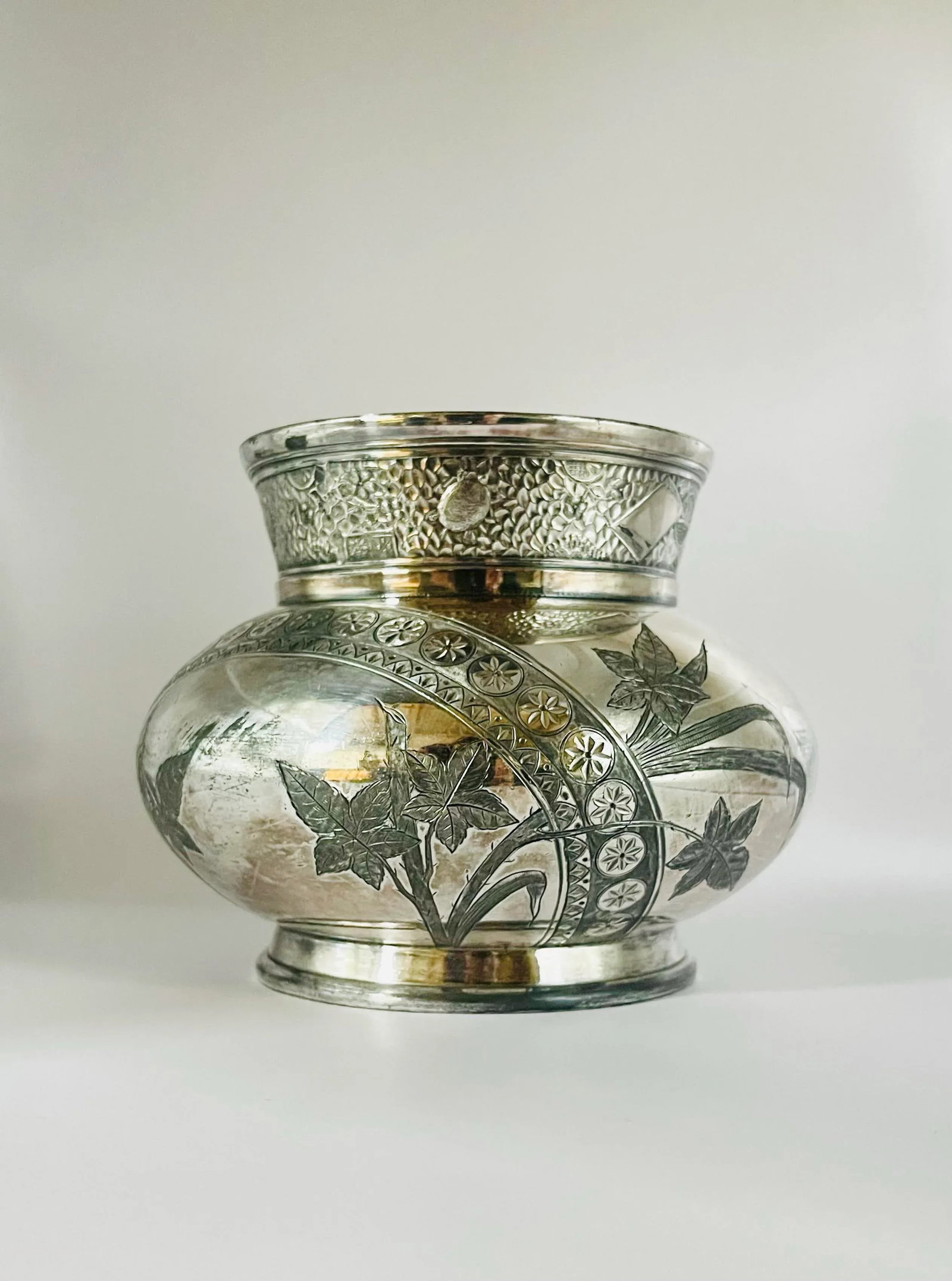 Vintage Silver-Plate Floral Jardiniere - 7