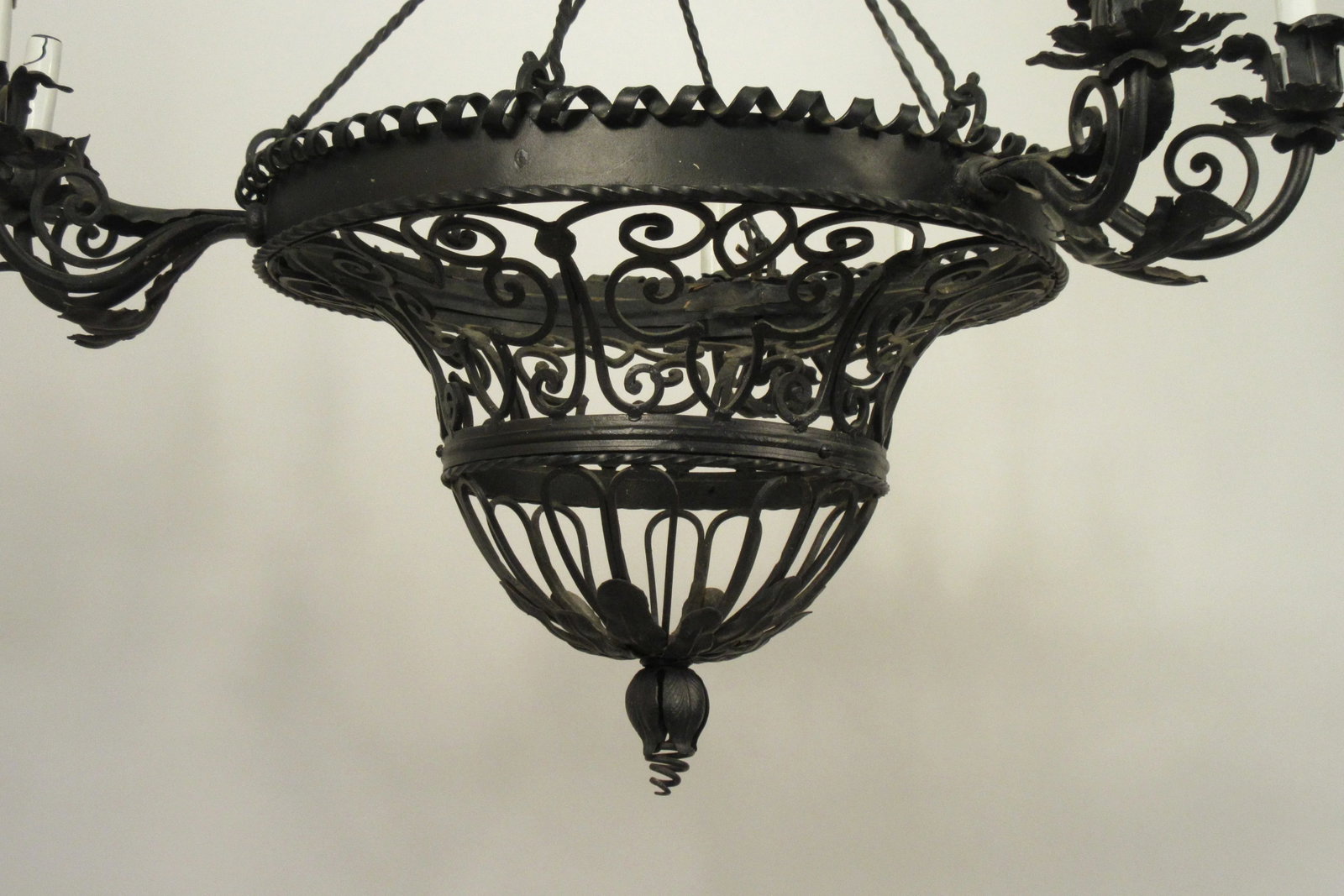 1950s French Wrought Iron Basket Chandelier - 10