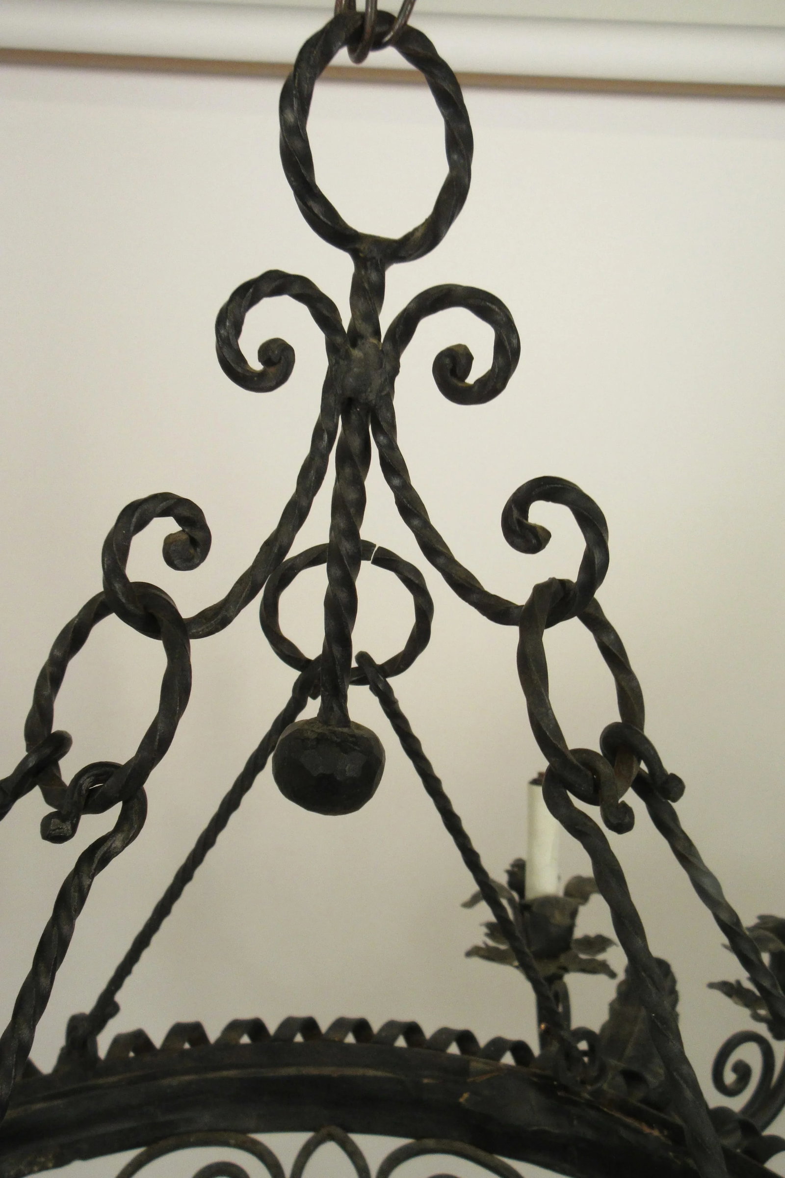 1950s French Wrought Iron Basket Chandelier - 12