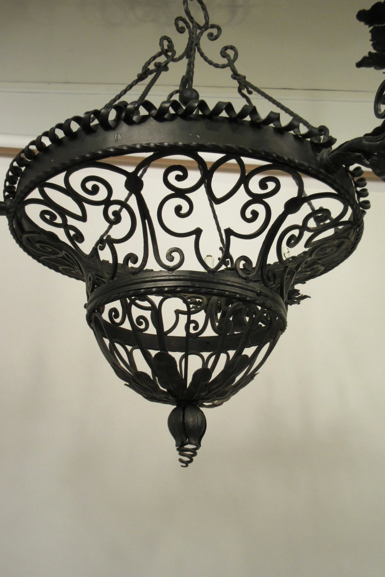 1950s French Wrought Iron Basket Chandelier - 3