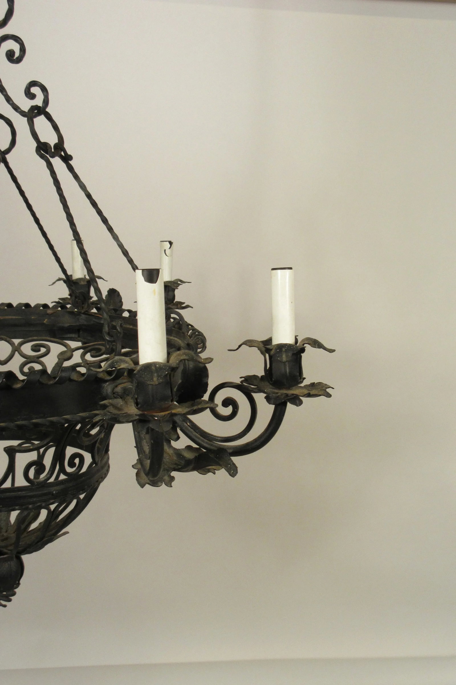 1950s French Wrought Iron Basket Chandelier - 6