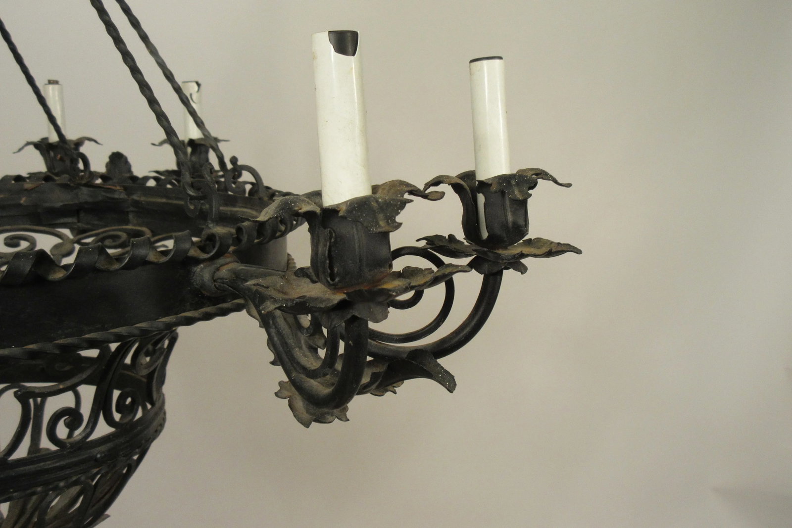 1950s French Wrought Iron Basket Chandelier - 7
