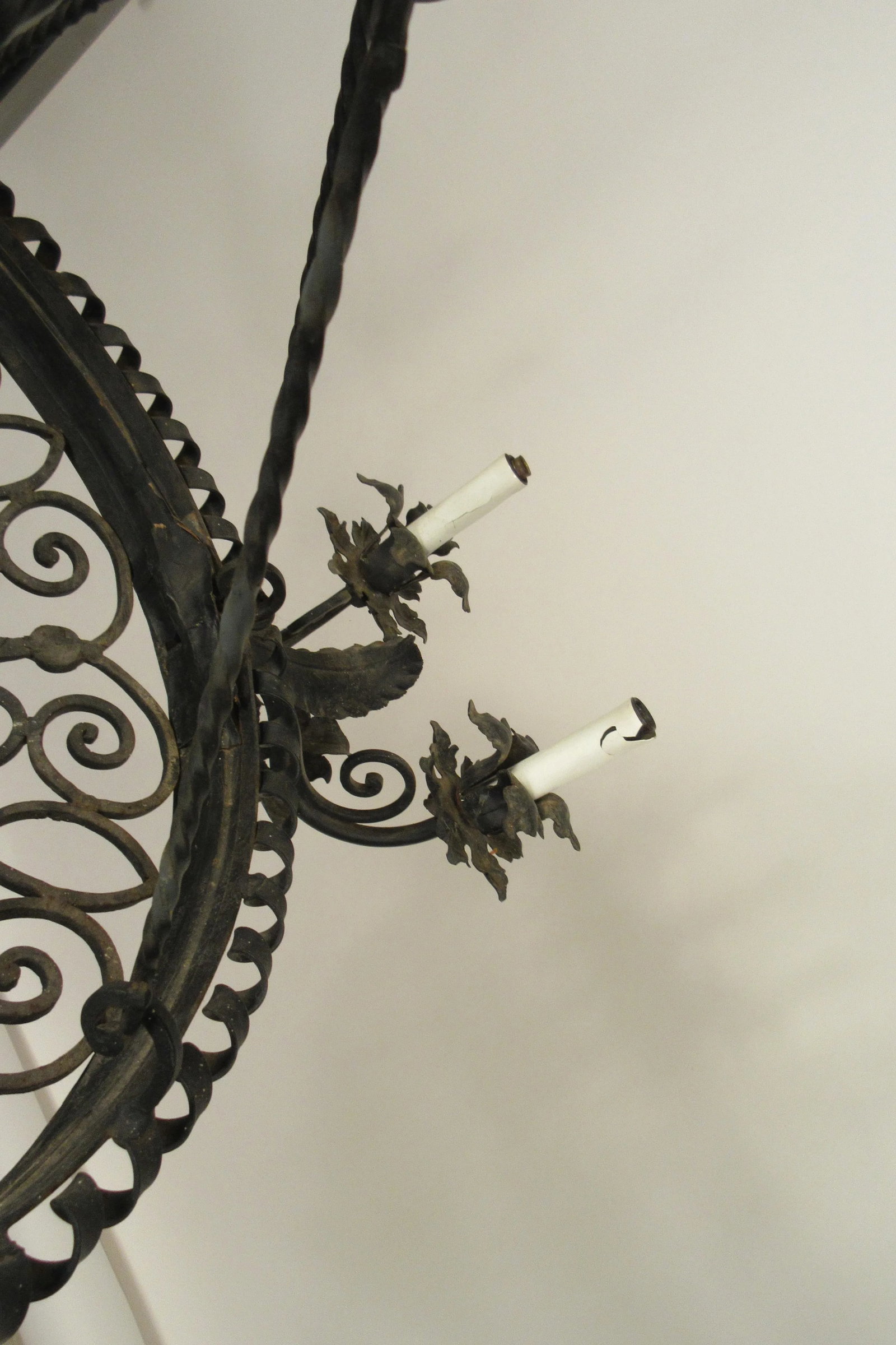 1950s French Wrought Iron Basket Chandelier - 9