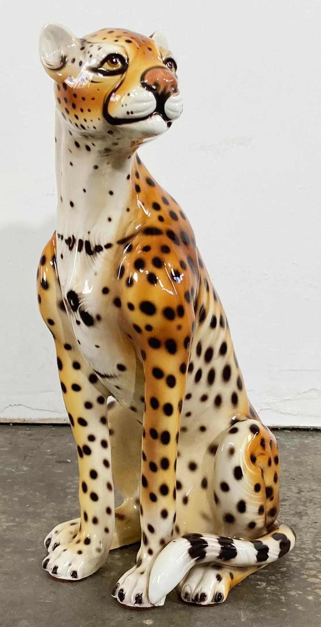 Vintage Italian Capodimonte Ceramic Cheetah Sculpture - 2