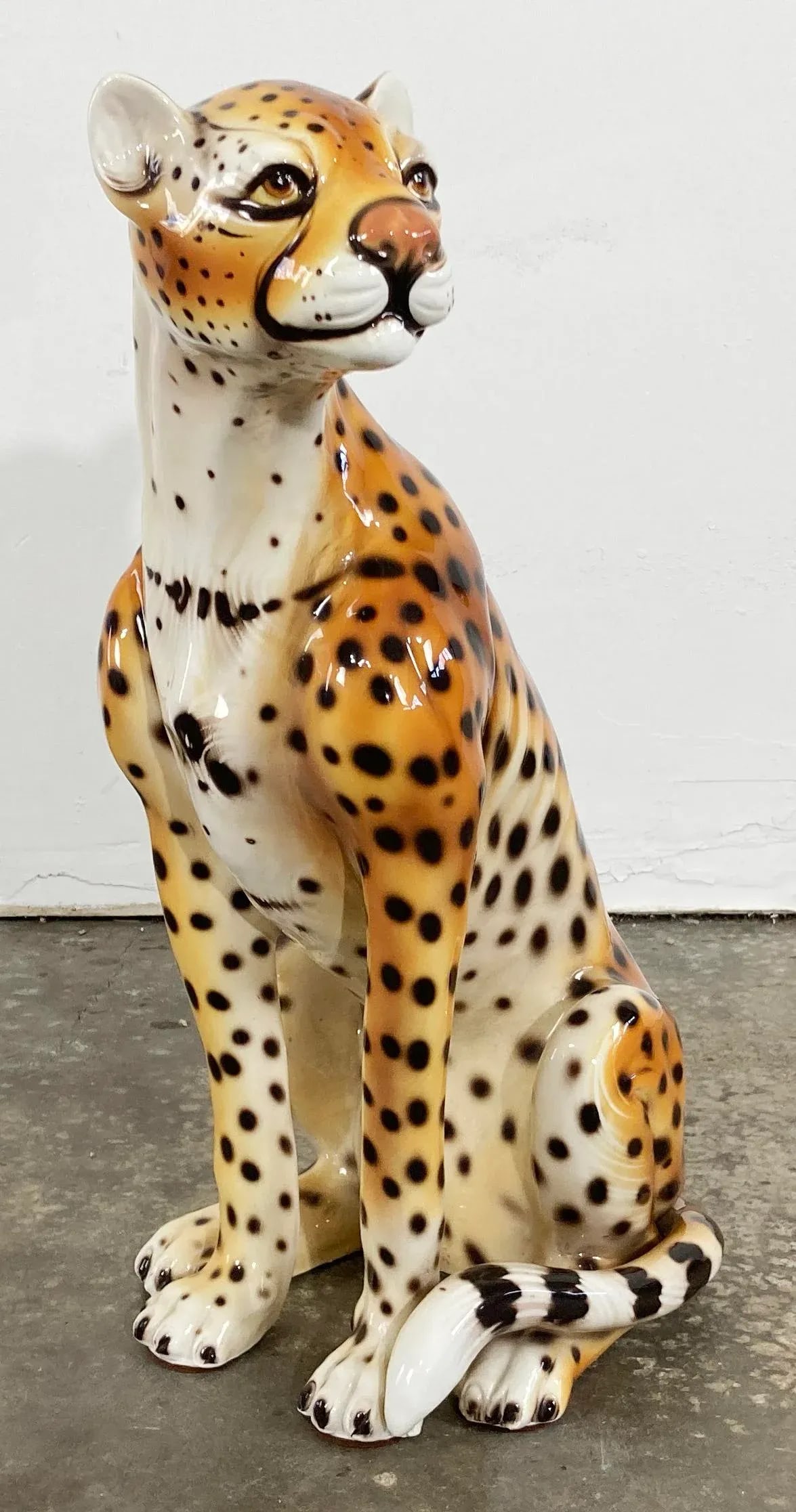 Vintage Italian Capodimonte Ceramic Cheetah Sculpture - 3