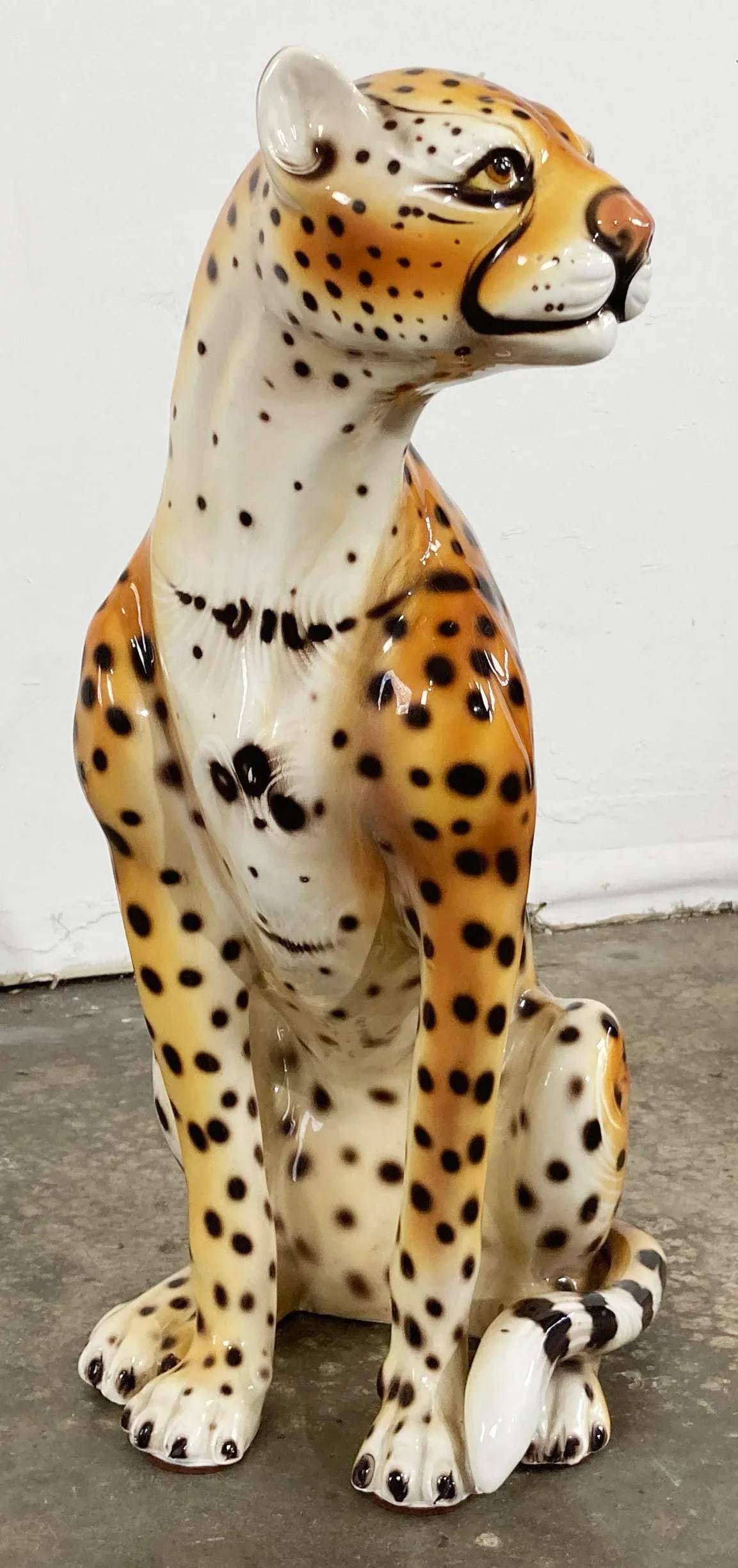 Vintage Italian Capodimonte Ceramic Cheetah Sculpture - 4