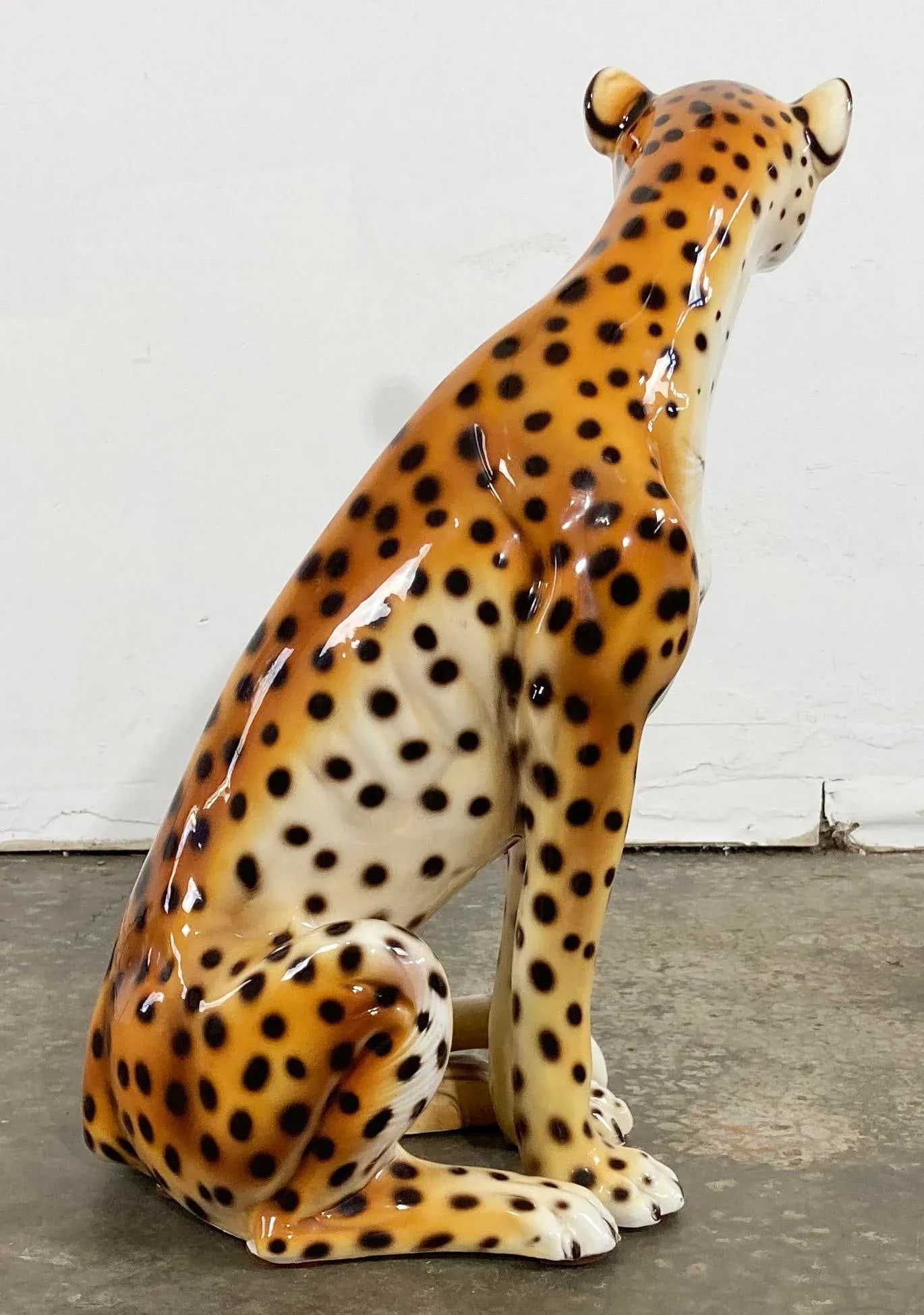 Vintage Italian Capodimonte Ceramic Cheetah Sculpture - 5