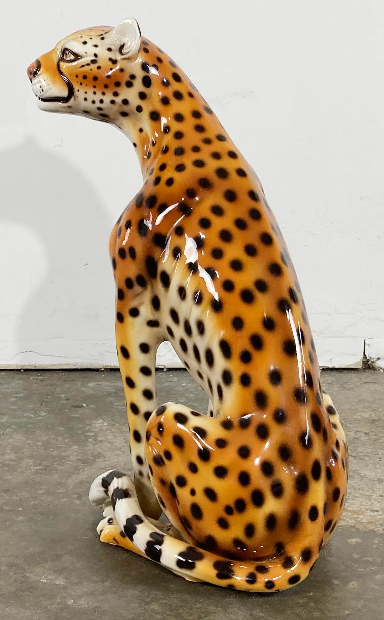 Vintage Italian Capodimonte Ceramic Cheetah Sculpture - 6