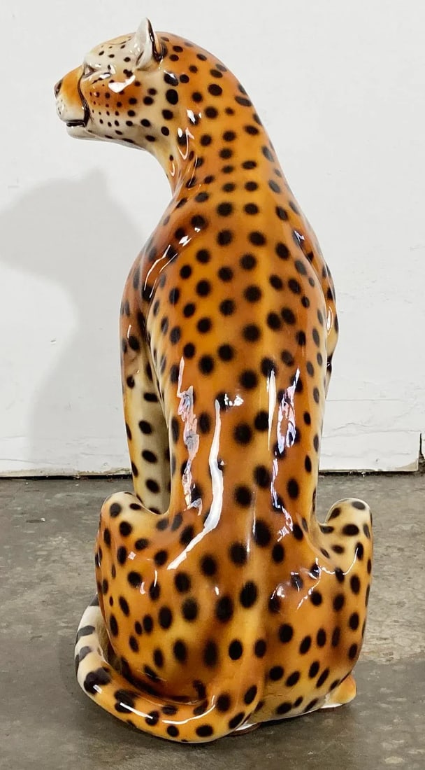 Vintage Italian Capodimonte Ceramic Cheetah Sculpture - 7