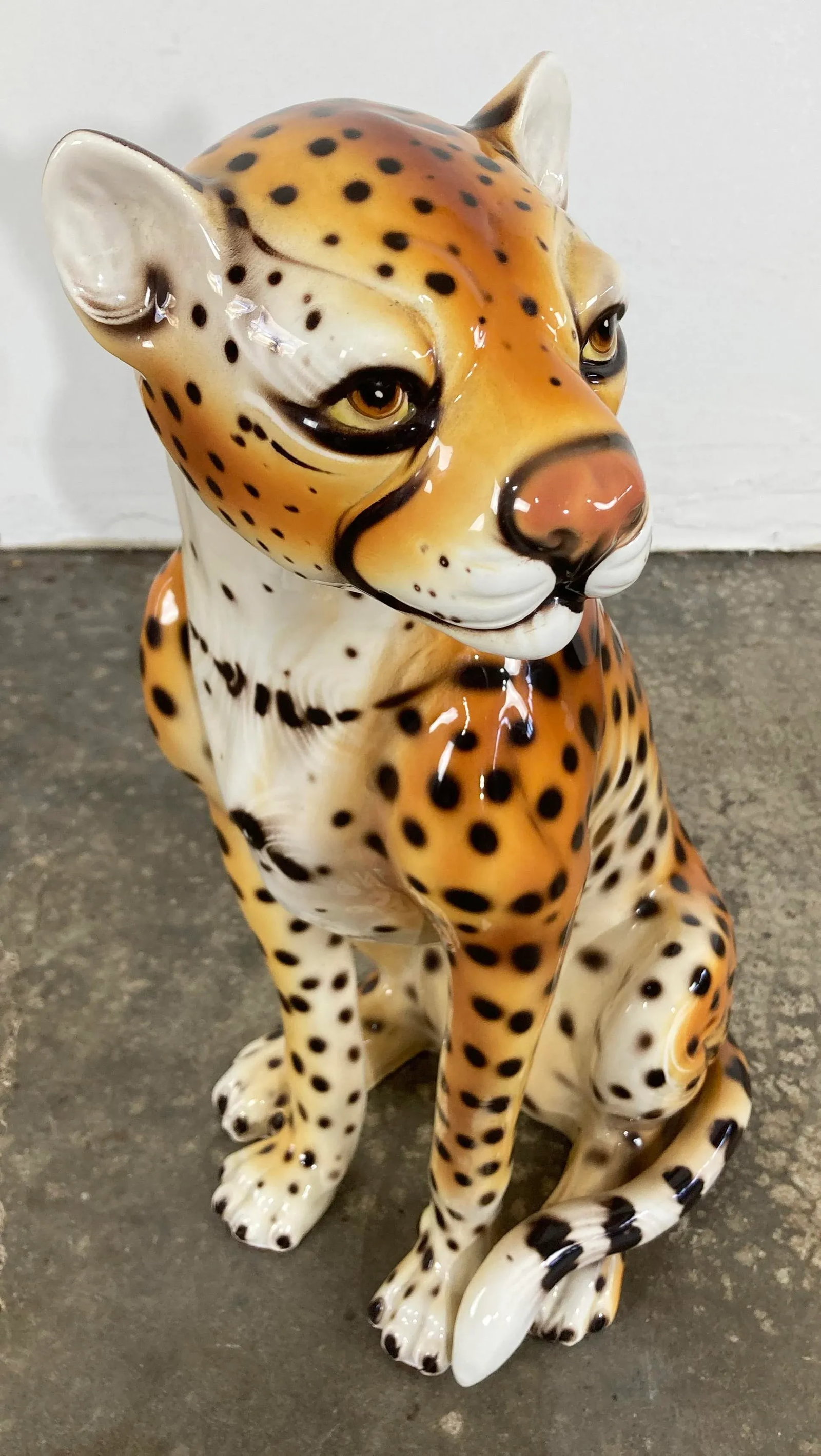Vintage Italian Capodimonte Ceramic Cheetah Sculpture - 9
