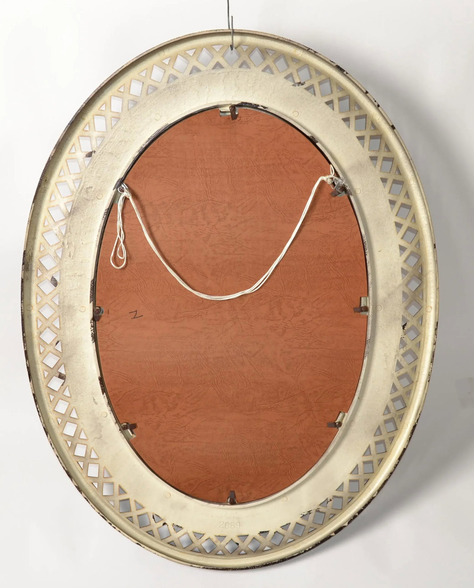 1978 Bohemian Chic Brown Resin Lattice Oval Wall Mirror Made in USA - 11