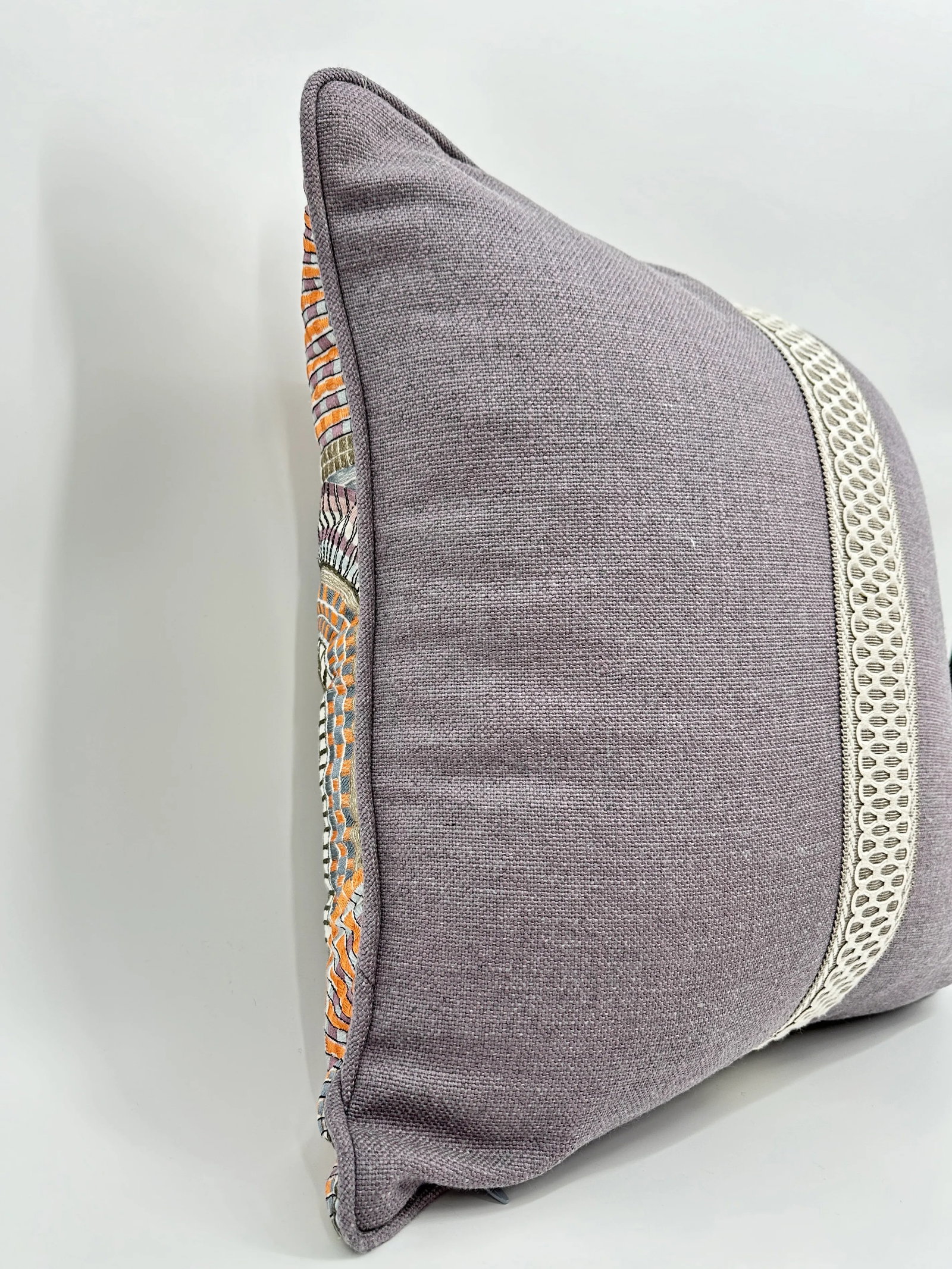S. Harris Modern Mosaic Mazquita Embroidered Fabric Lavender Linen Pillows - Set of 2 - 6
