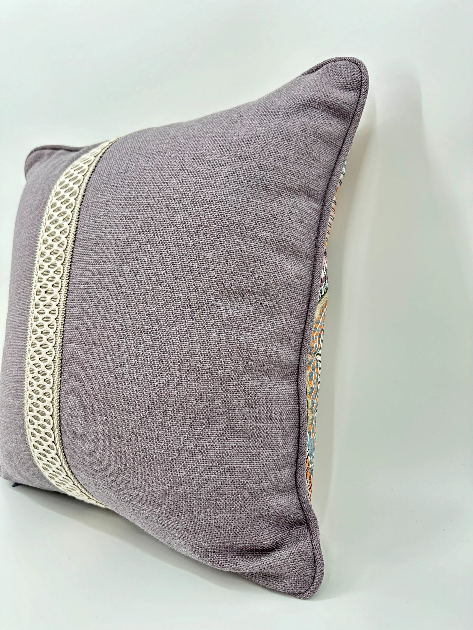 S. Harris Modern Mosaic Mazquita Embroidered Fabric Lavender Linen Pillows - Set of 2 - 8