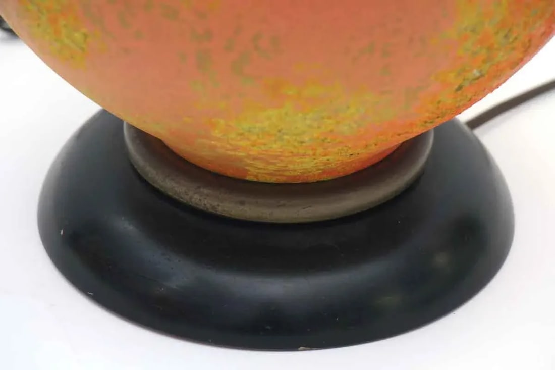 Pair of 1970s Mid Century Orange Glass Table Lamps - 4
