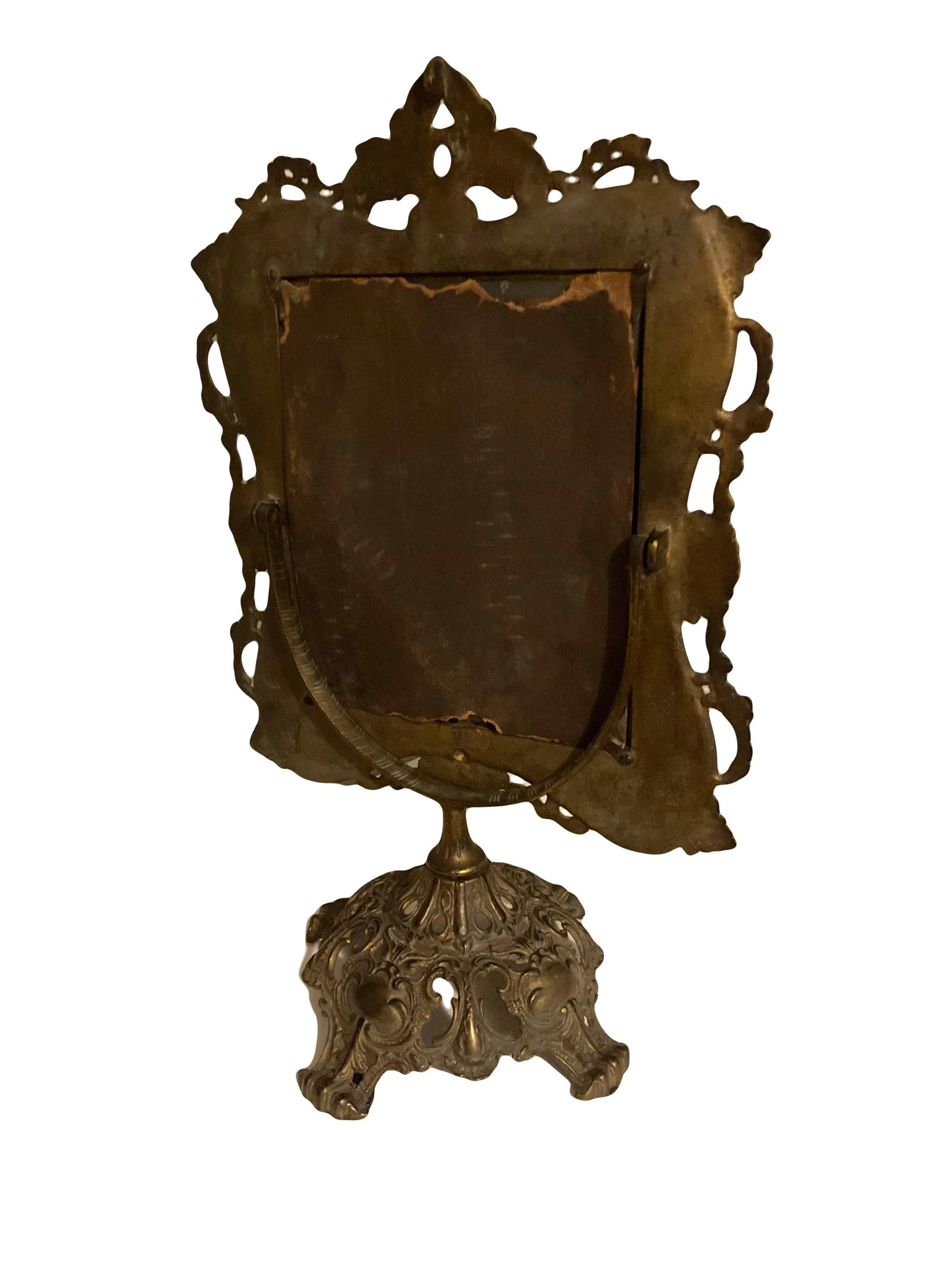 19th Century Ornate Brass Tabletop Mirror on Stand by National Brass and Iron Works - 2