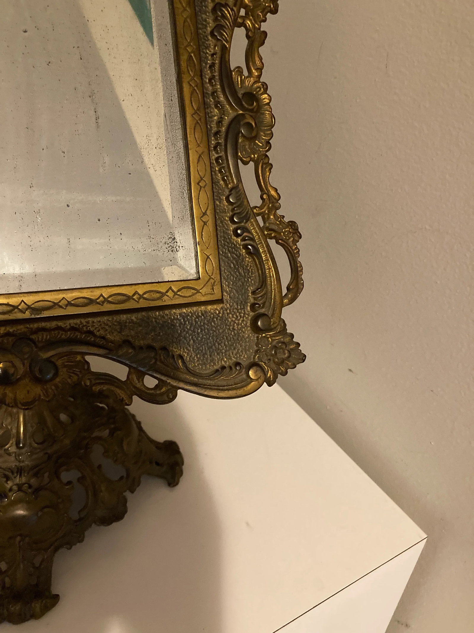 19th Century Ornate Brass Tabletop Mirror on Stand by National Brass and Iron Works - 4