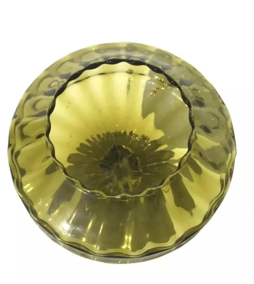 Vintage Mid Century Modern Italian Empoli Blown Glass Apothecary Jar Green Italy. - 5