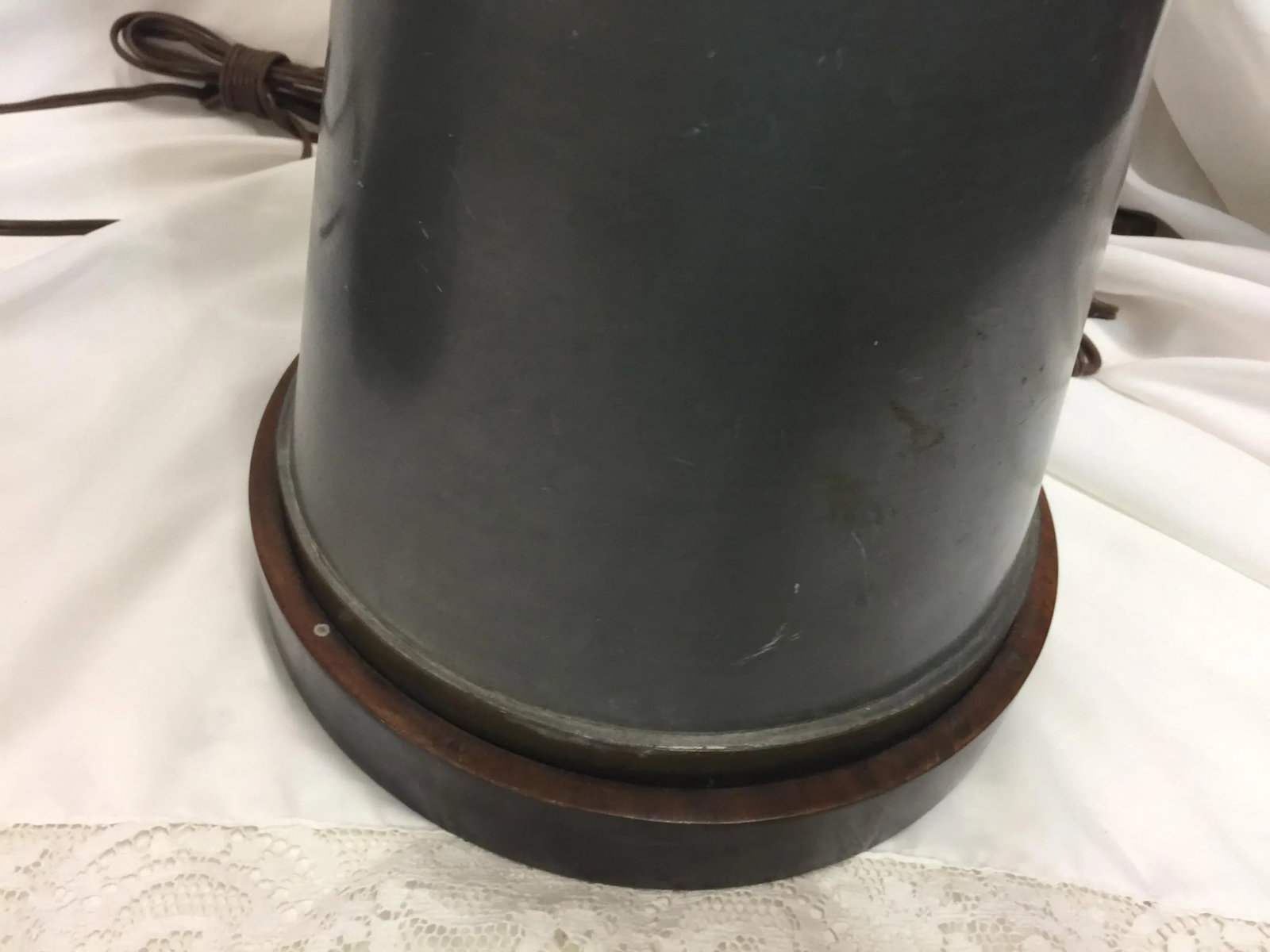 Pair of Vintage Chinese Pewter Lamps Trumpet Form - 8