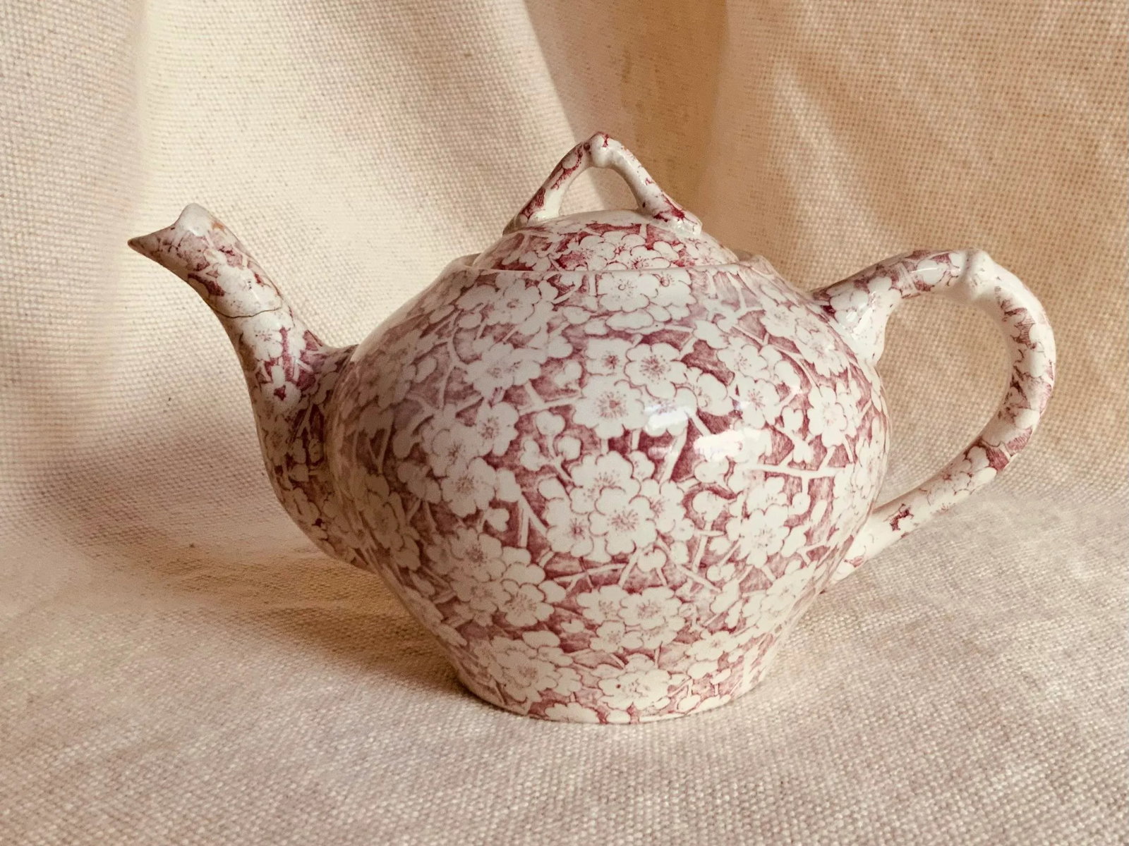 Antique Staffordshire Child's Tea Set, British Anchor Pottery, Apple Blossom Pattern, Circa 1850 - 9
