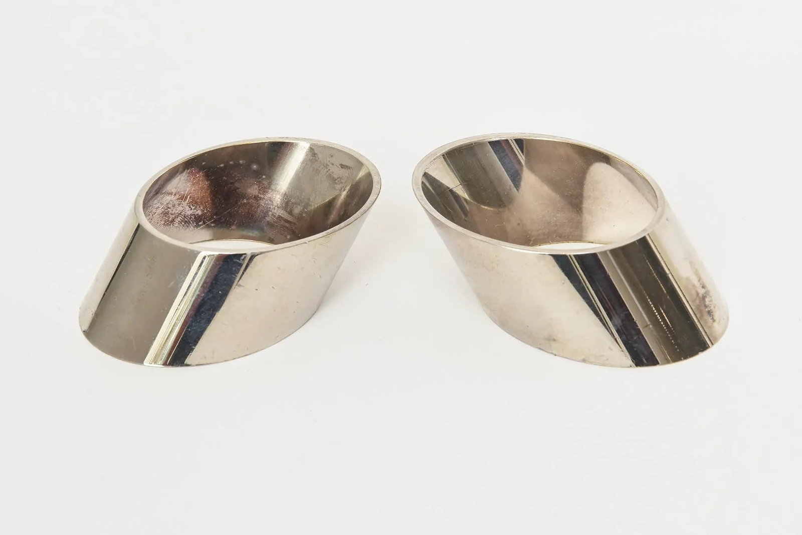 Vintage Sculptural Angled Silver Plate Napkin Rings Set of Eight Italian - 6