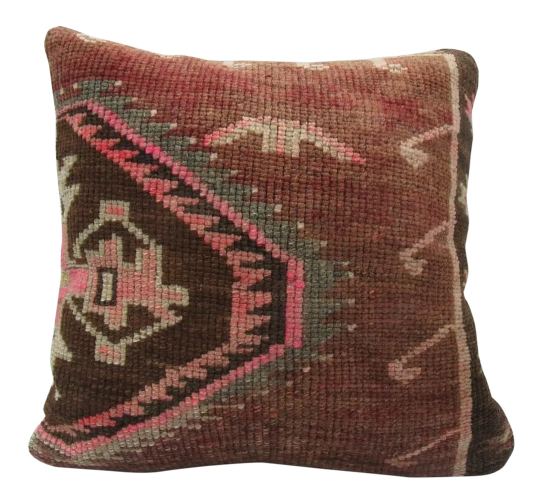 Handmade Turkish Kilim Pillow: This is a pillow cover made from a vintage kilim rug. The piece was properly washed and ready to use. Pillow inserts not included. Condition: Alterations: Original Condition Unaltered Imperfections: