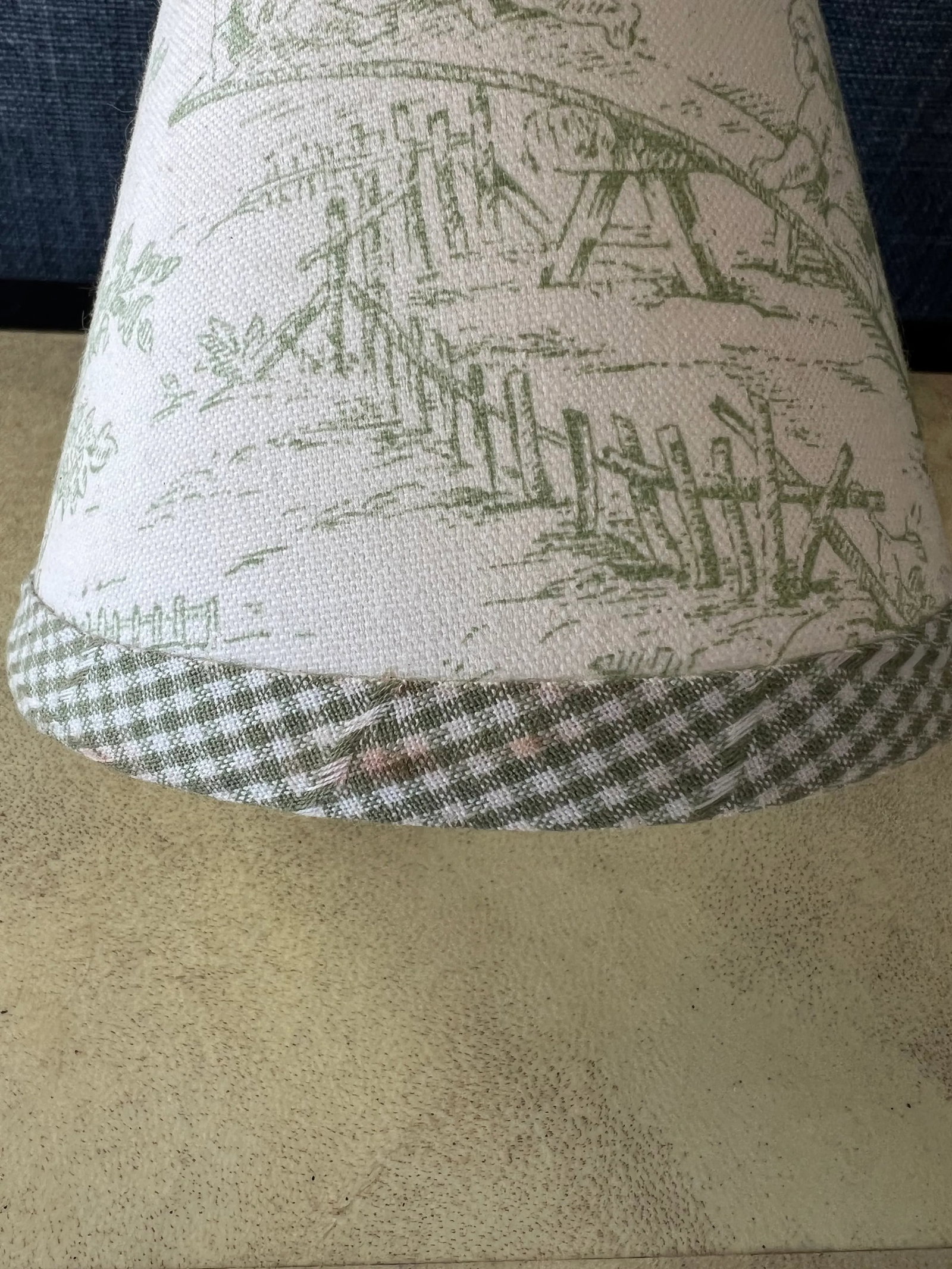 Set of 3 Green Toile Clip on Lamp Shades for Chandeliers or Sconces With Gingham Trim - 10