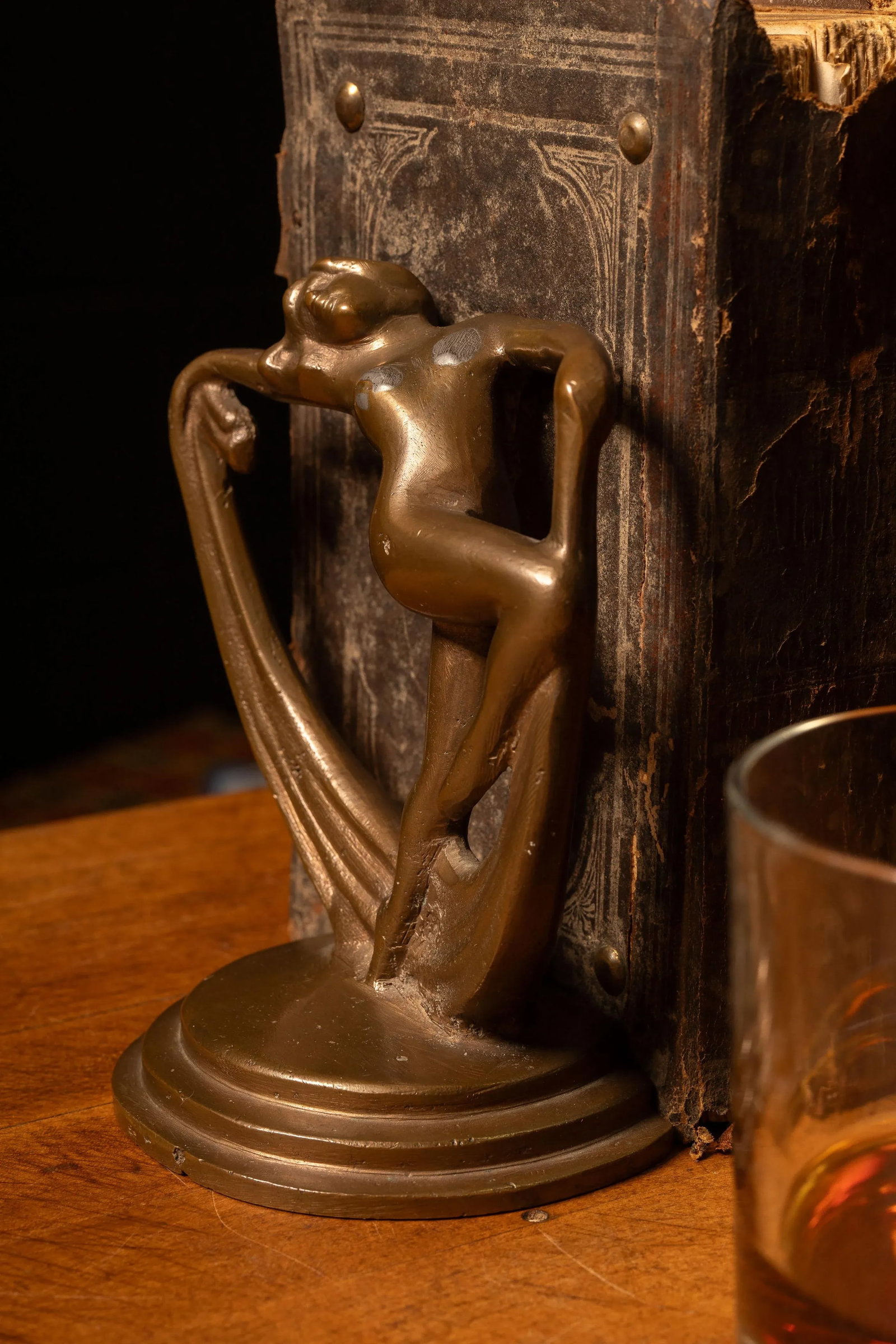 1920s Cast Brass Art Deco Scarf Dancer Bookends- Set of 2 - 2