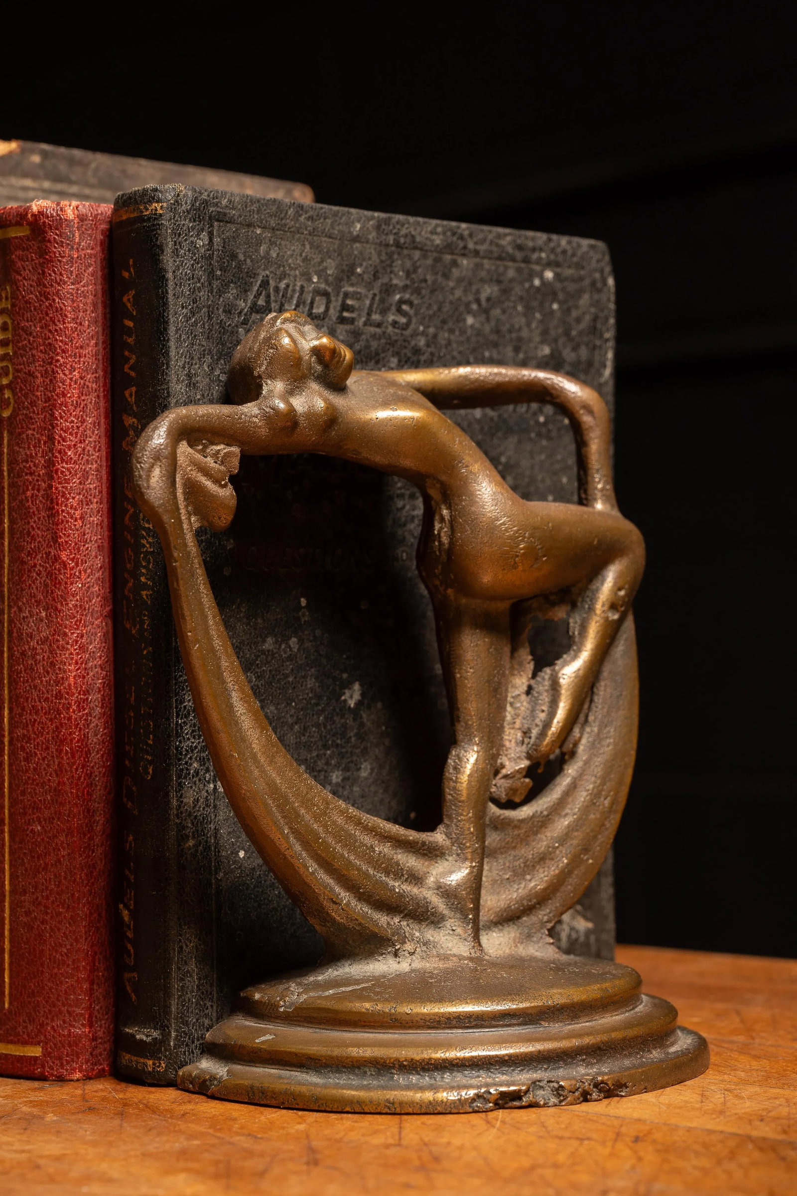 1920s Cast Brass Art Deco Scarf Dancer Bookends- Set of 2 - 6