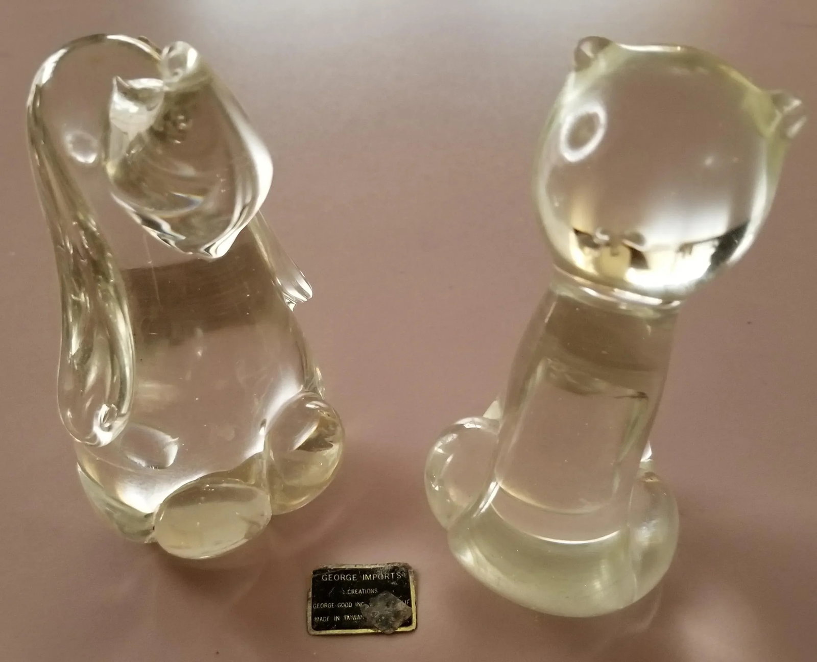 Basset Mid-Century Modern Glass Dog & Cat Figurines/Paperweights - a Pair - 2