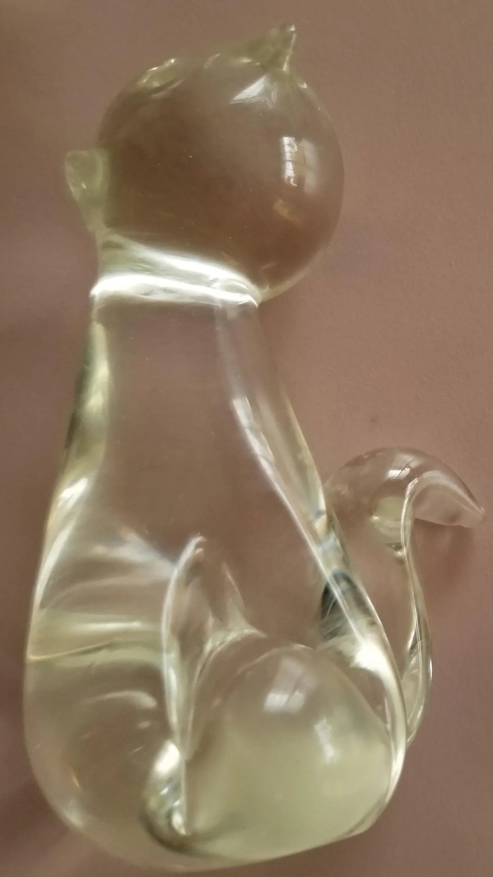Basset Mid-Century Modern Glass Dog & Cat Figurines/Paperweights - a Pair - 8