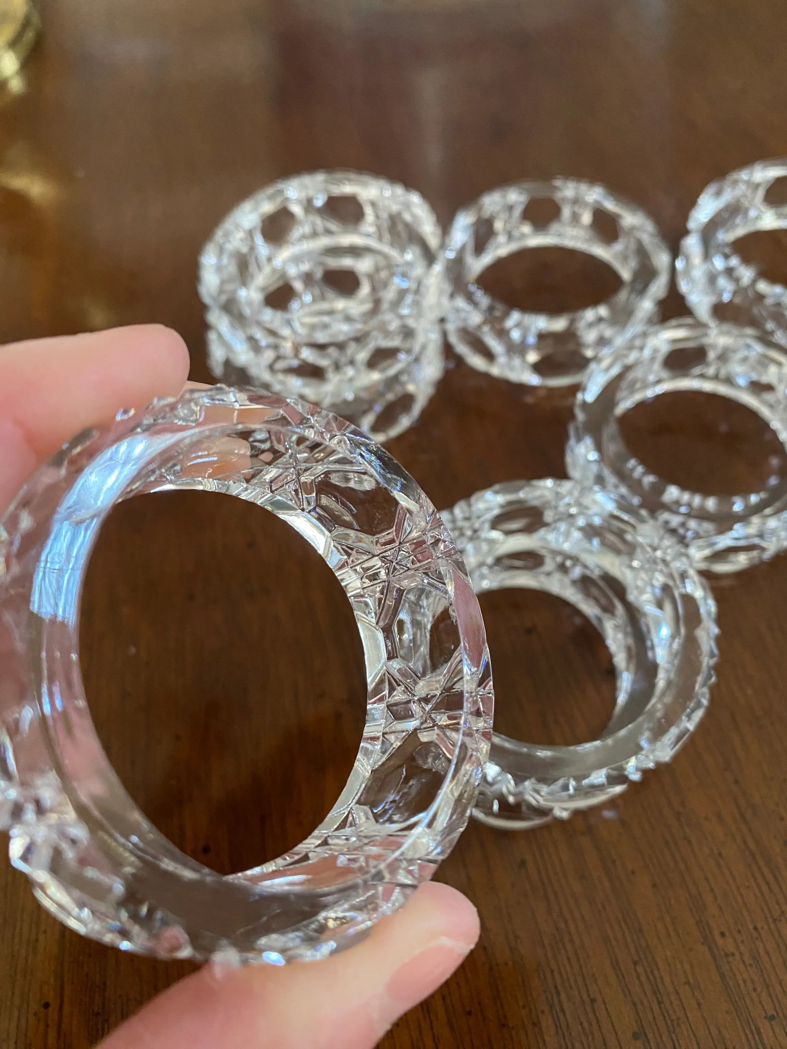 1970s Glass With Fretwork Napkin Rings- Set of 8 - 4