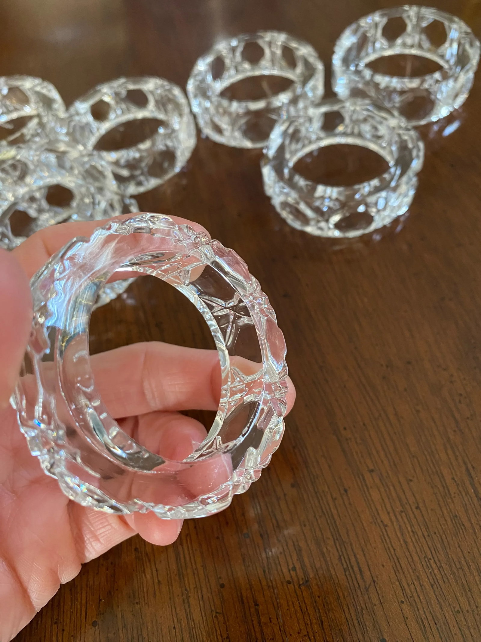 1970s Glass With Fretwork Napkin Rings- Set of 8 - 6