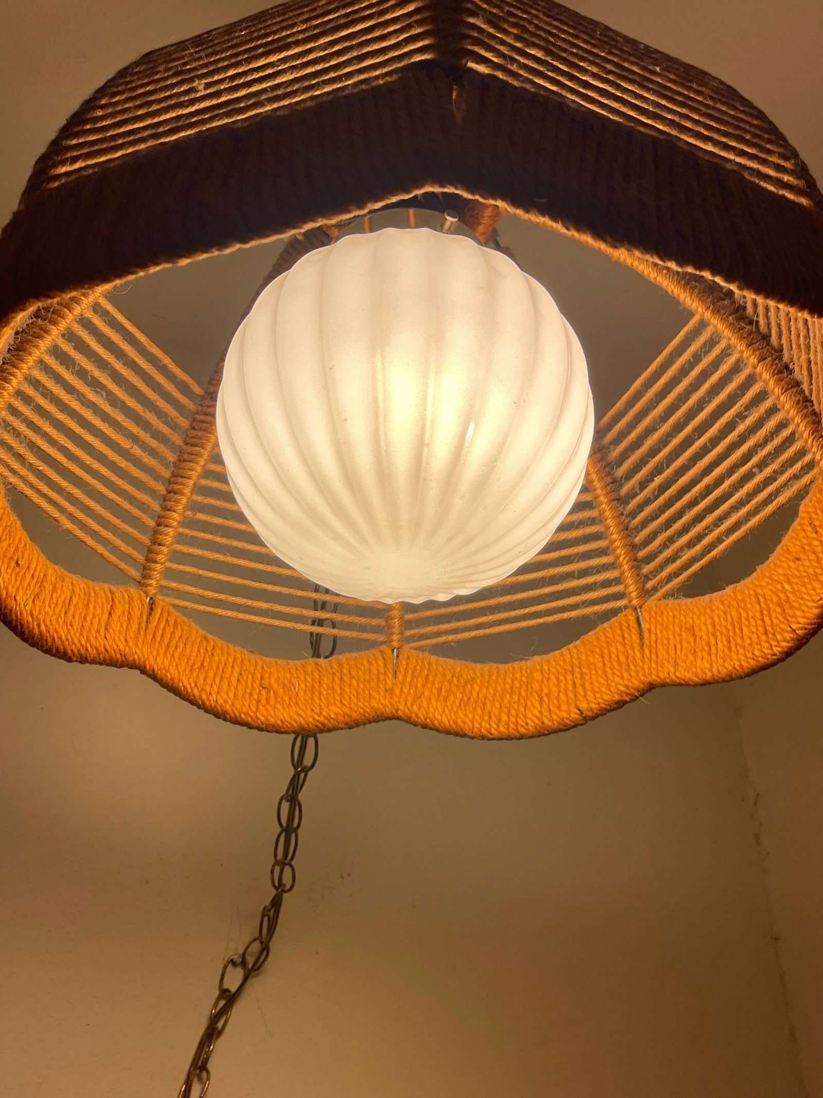 1960's Hemp Rope Swag Light - 10