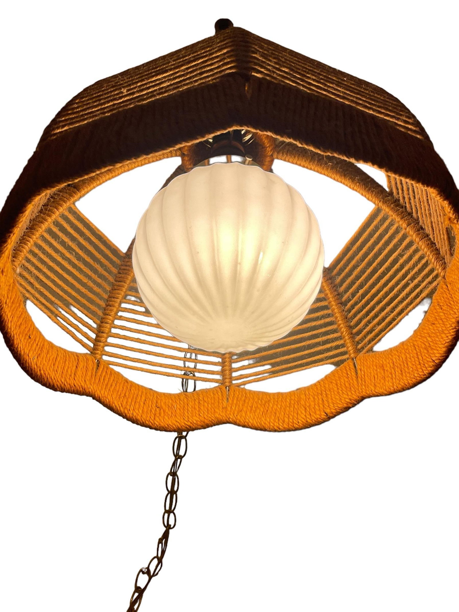 1960's Hemp Rope Swag Light - 3