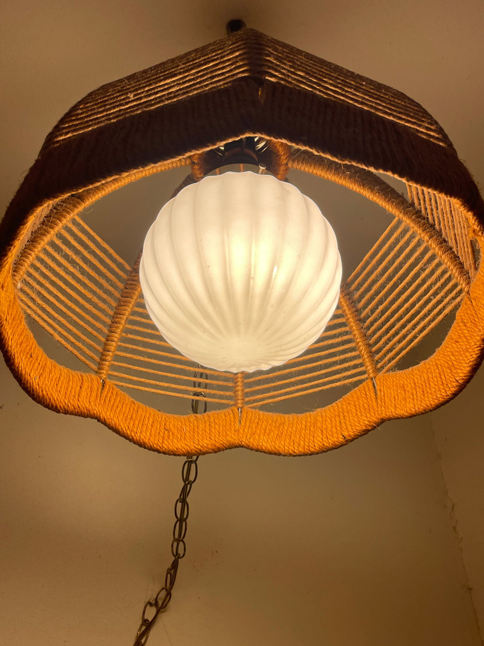 1960's Hemp Rope Swag Light - 6