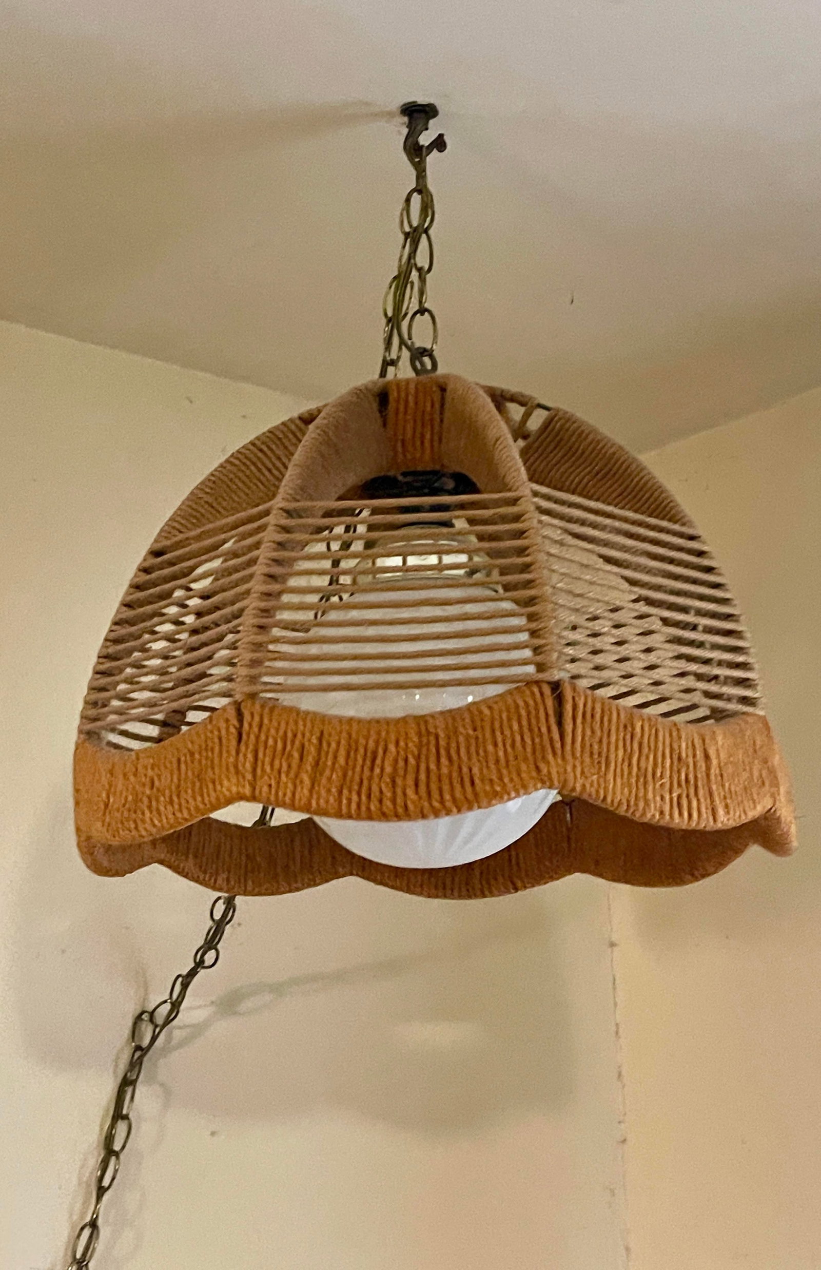 1960's Hemp Rope Swag Light - 7