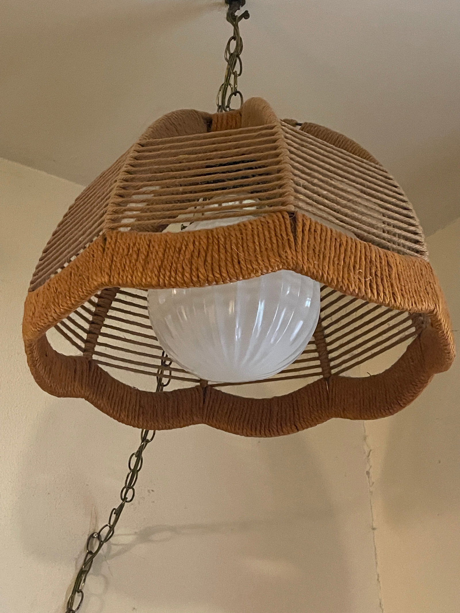 1960's Hemp Rope Swag Light - 8