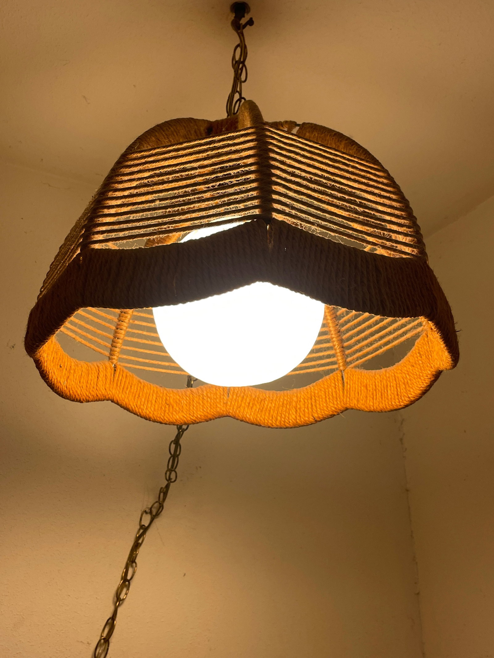 1960's Hemp Rope Swag Light - 9