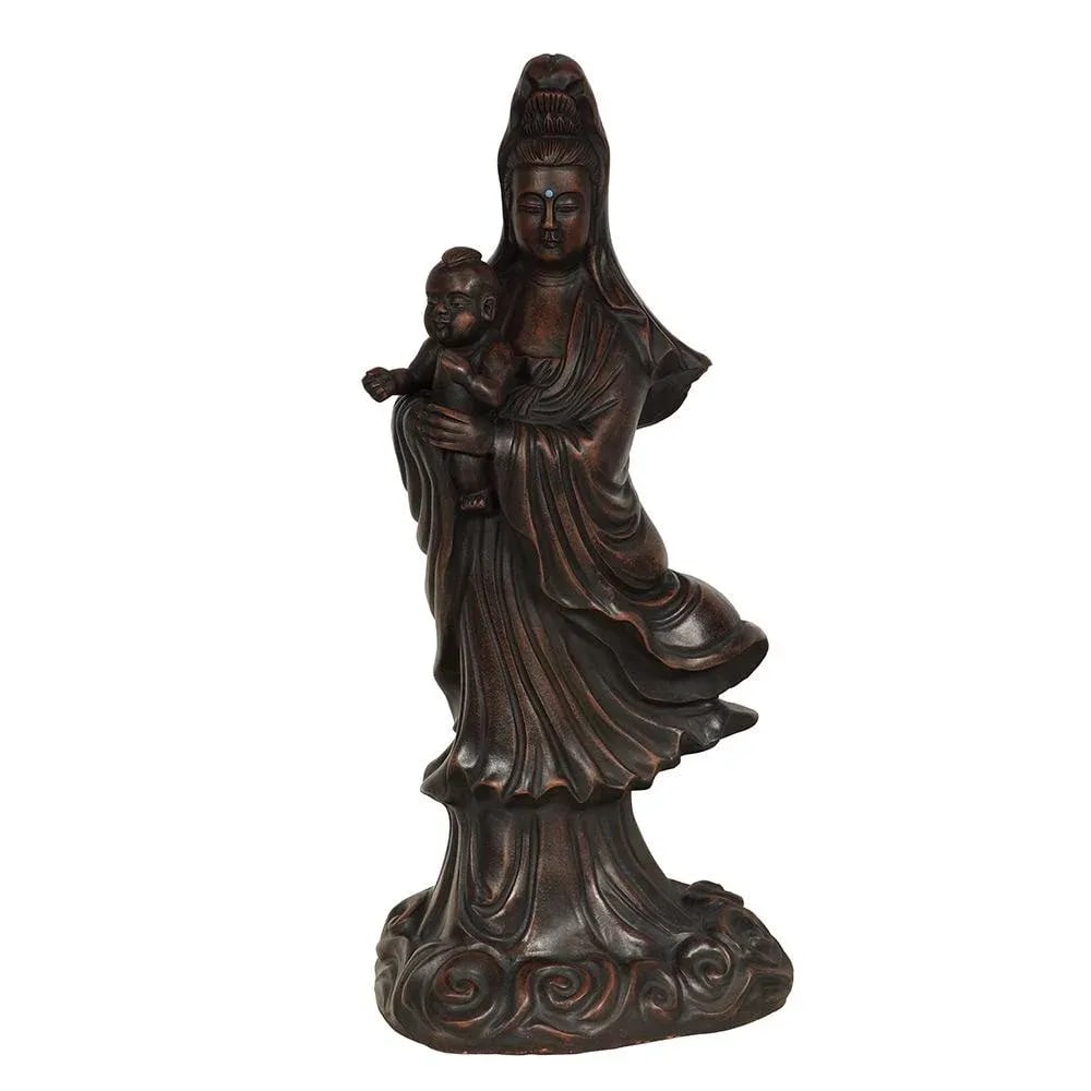 1950s Vintage Chinese Carved Purple Clay Kwan Yin Statuary - 11