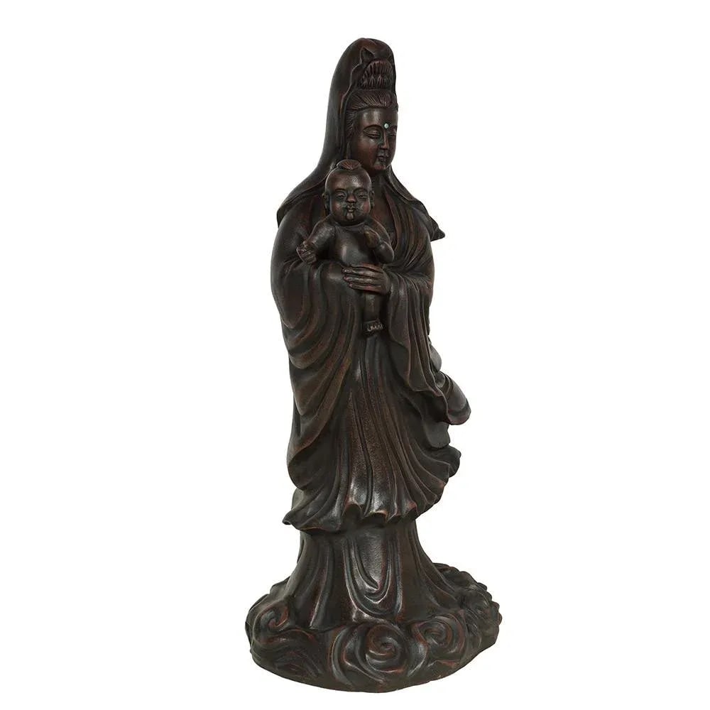 1950s Vintage Chinese Carved Purple Clay Kwan Yin Statuary - 4